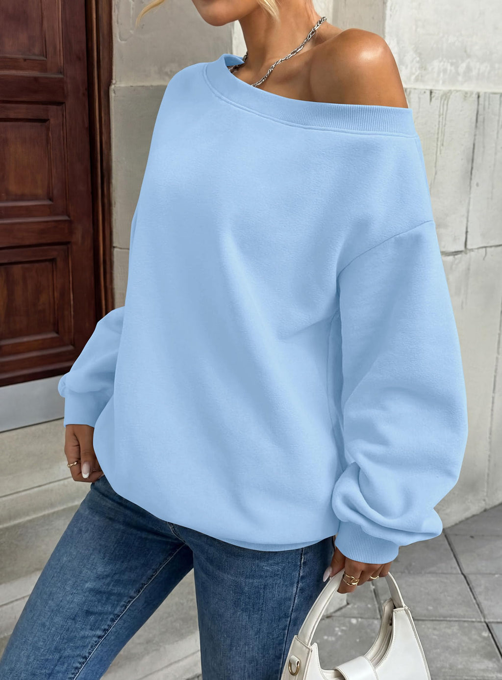 PRETTYGARDEN Womens Off The Shoulder Sweatshirt Loose Fit Slouchy Long Sleeve Tops,Fleece Cropped Sweatshirts,Oversized Pullover,Casual Daily Street Y2K Outfits,Fall Winter Clothes