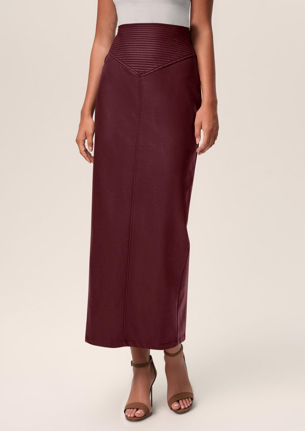PRETTYGARDEN Long Skirts for Women Fall Fashion Clothing Faux Leather High Waist Dressy Casual Slit Pencil Maxi Skirt