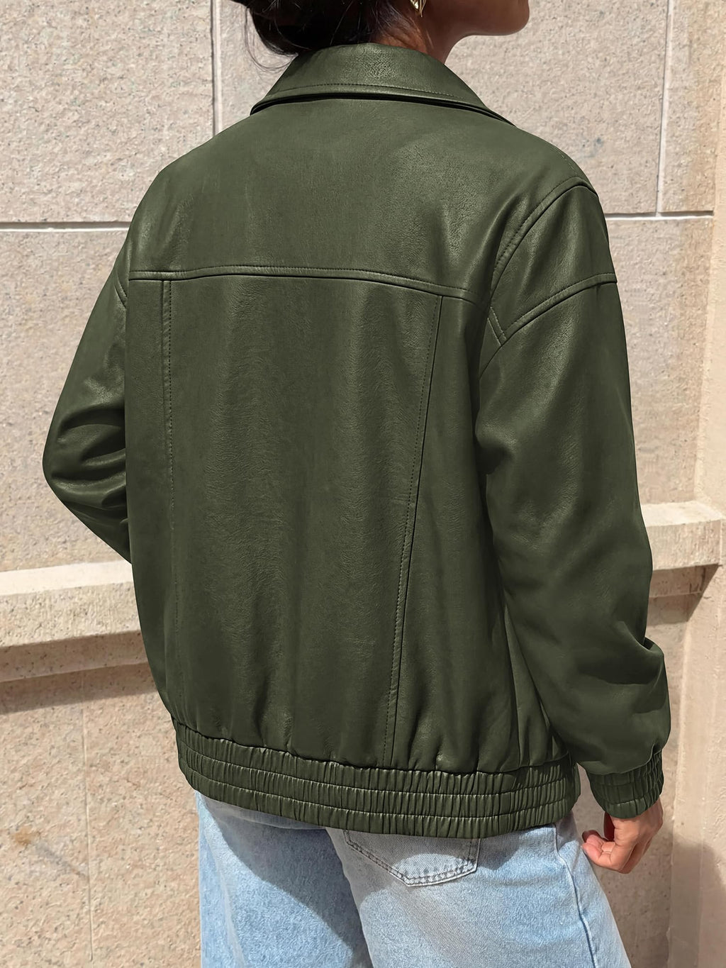 BTFBM Faux Leather Jacket Women Fall Clothes Long Sleeve, Bomber Jackets, Snaps, Pockets, Oversized, Zip Up Motorcycle Outerwear, Airport, Going Out Outfits, Winter Coat