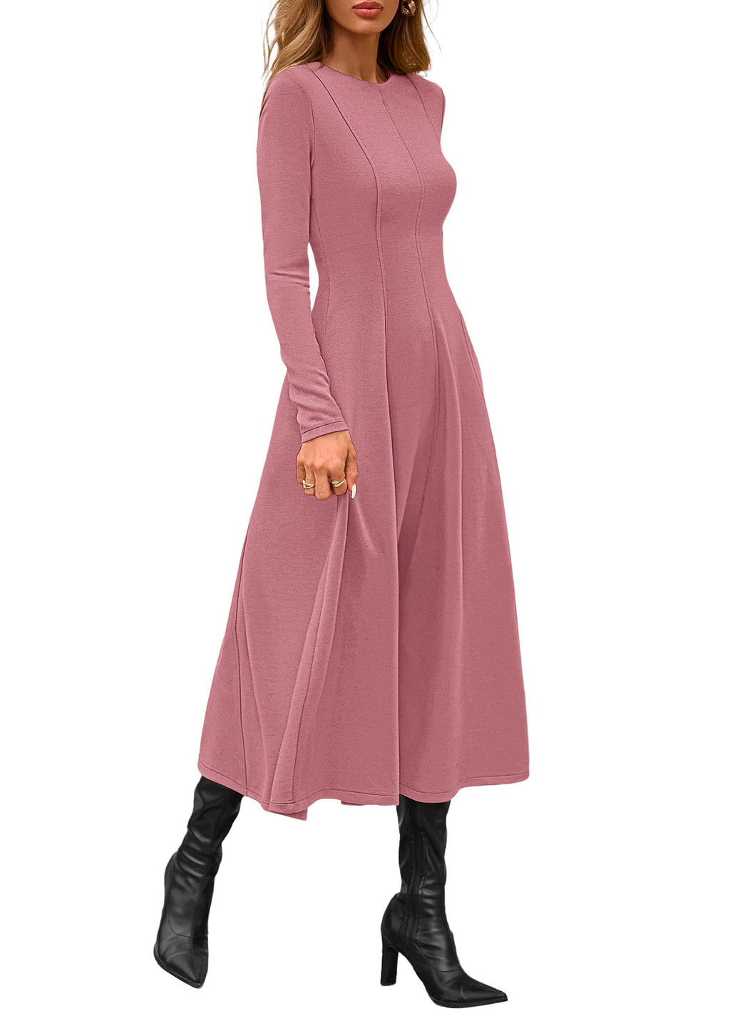 PRETTYGARDEN Cocktail Dresses for Women  Elegant Classy Fall Long Sleeve Midi A Line Flowy Modest Winter Party Dress