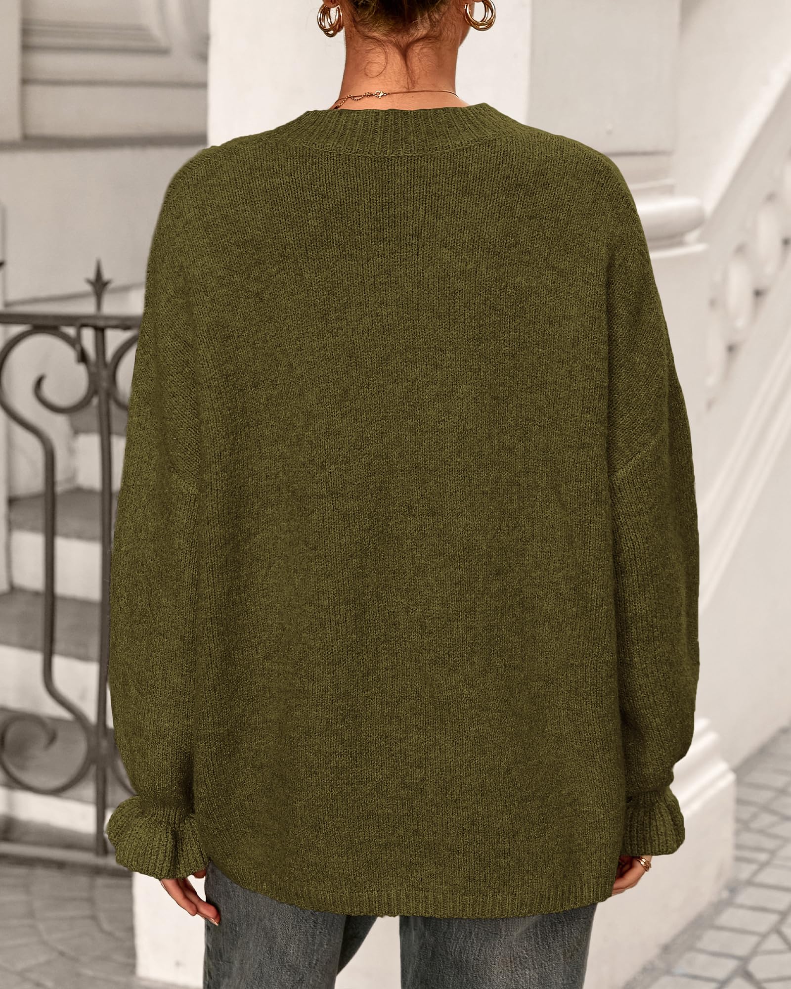 BTFBM Women's Oversized Sweater Crewneck Fall Winter Long Sleeve Fuzzy Warn Knit Pullover Sweaters Trendy Outfits