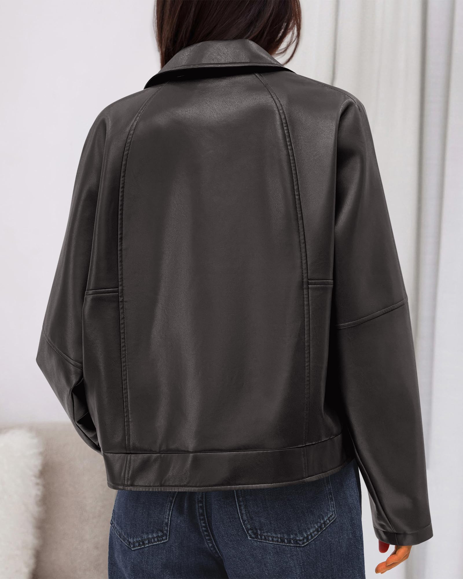 FreshPretty Leather Jacket Women Fall Clothes Long Sleeve Button Down Winter Coats Oversized Motorcycle Outwear