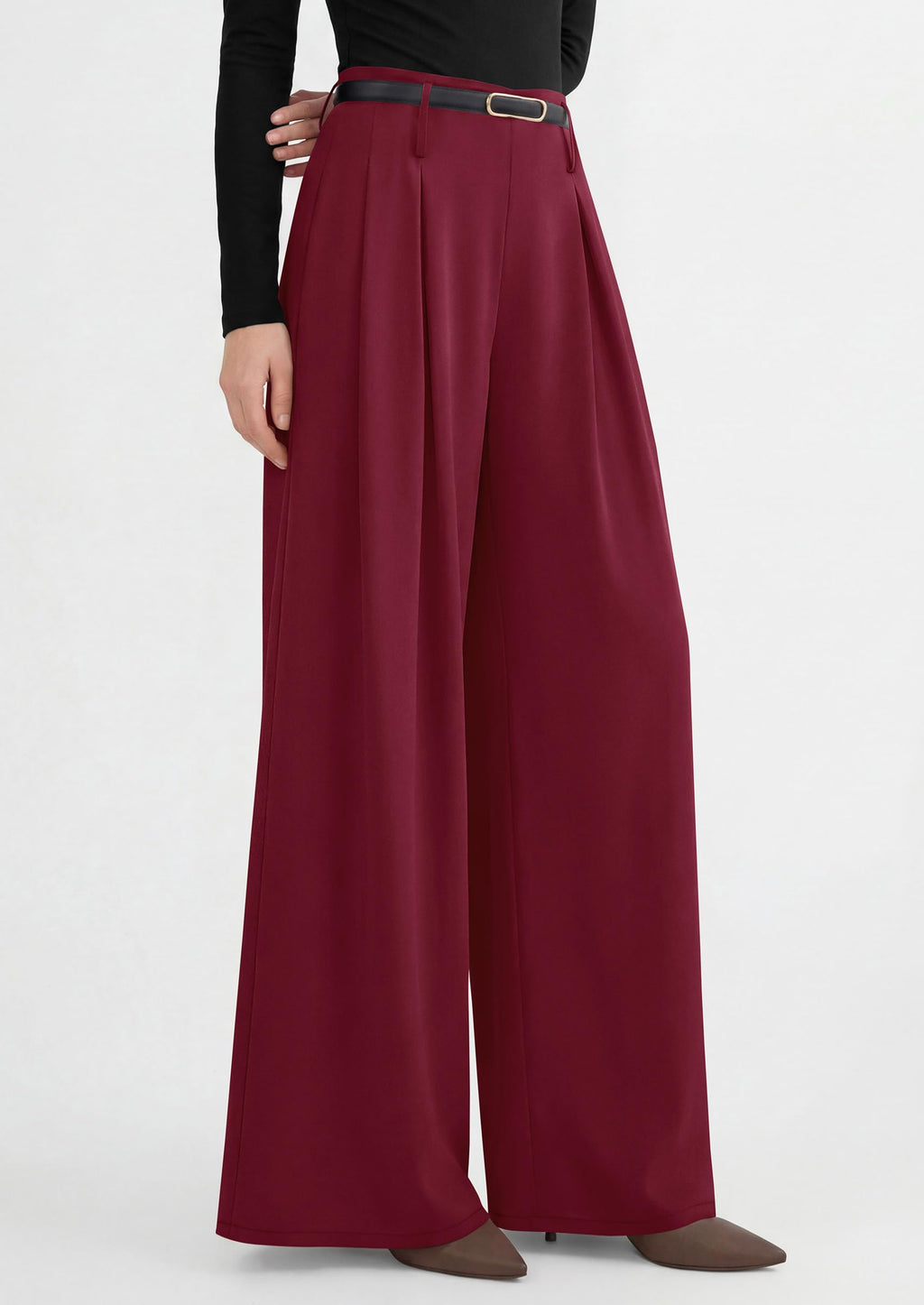 PRETTYGARDEN Womens Spring Wide Leg Trousers High Elastic Waist Loose Pleated Long Flowy Palazzo Work Pants with Pockets