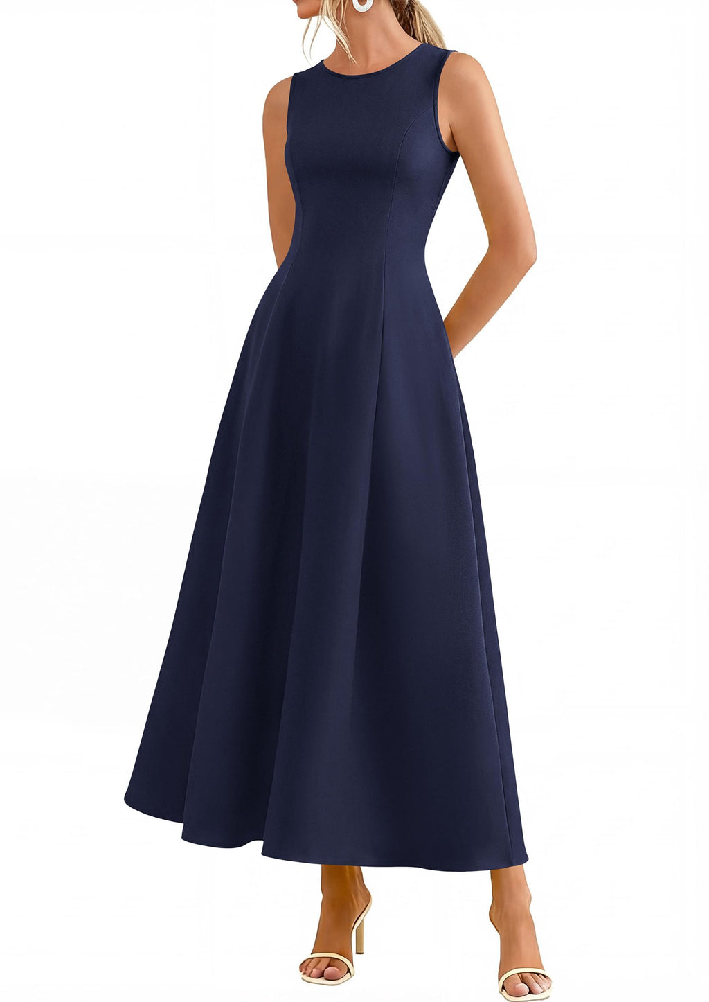 PRETTYGARDEN Women's Maxi Dress Summer Wedding Guest Spring A Line Long Tank Flowy Modest Sleeveless Cocktail Dresses
