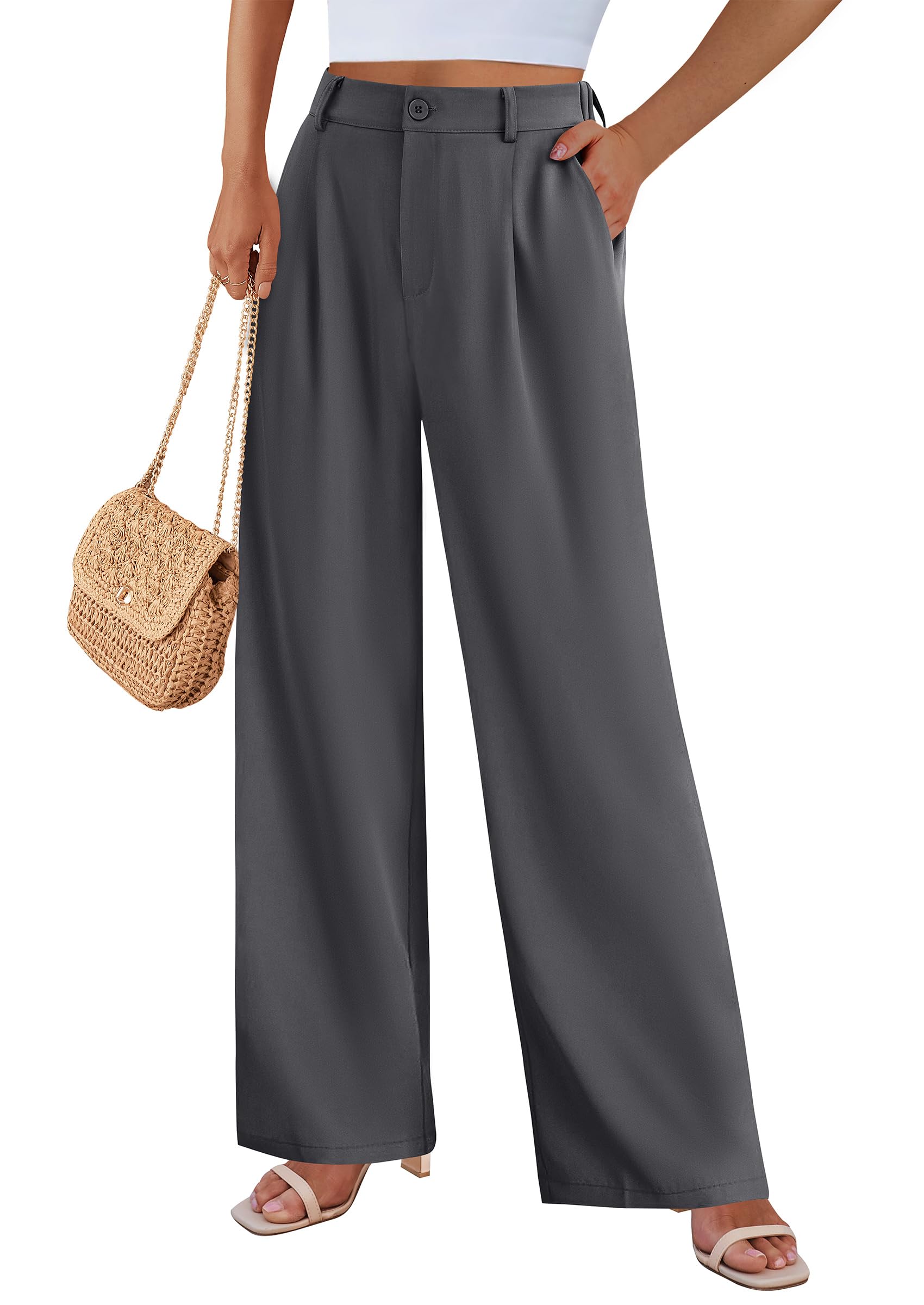 PRETTYGARDEN Wide Leg Pants for Women Trendy Fall High Waisted Business Casual Outfits Work Pant Trousers