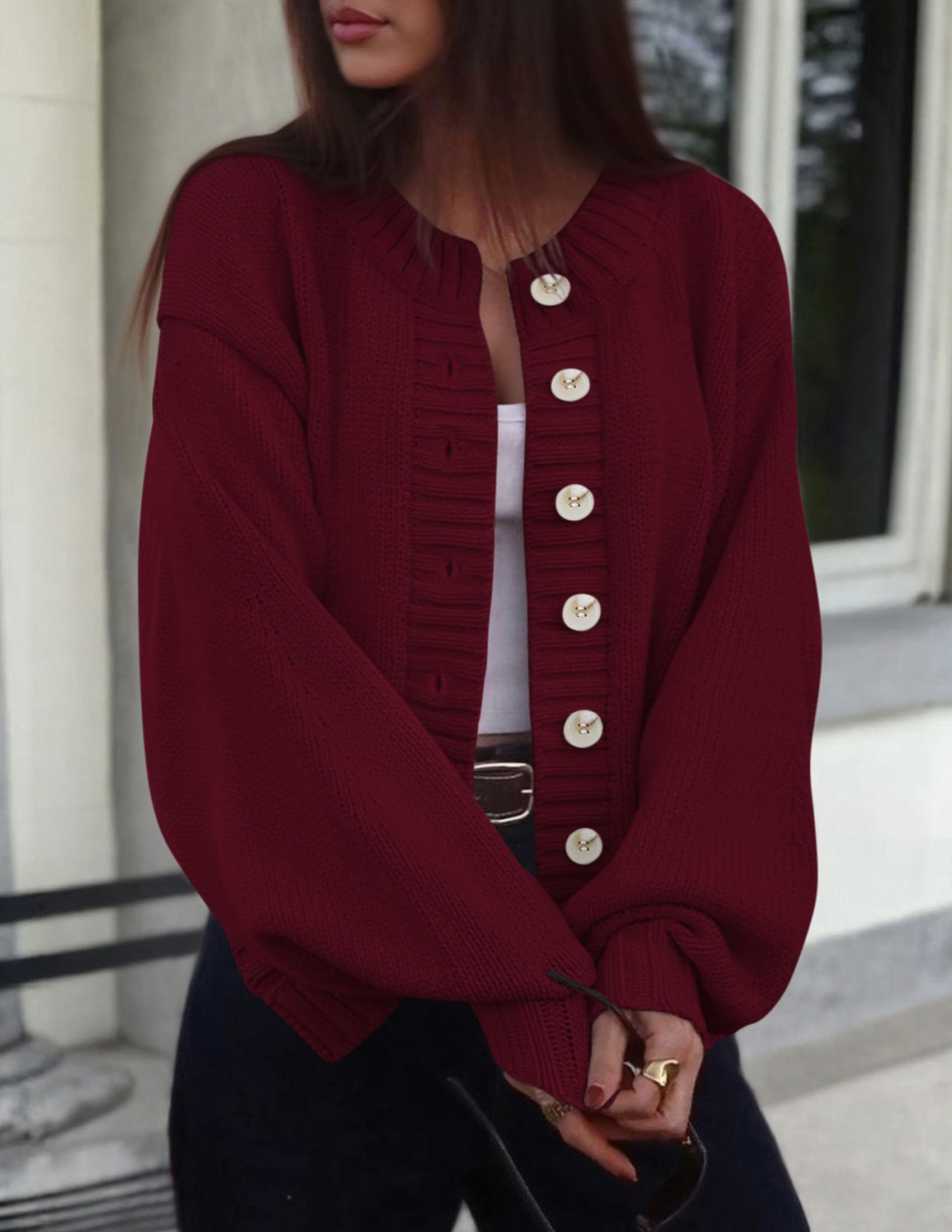 PRETTYGARDEN Women's Winter Cardigan Sweaters Trendy Chunky Knit Long Sleeve Button Up Casual Warm Fall Jackets Coats