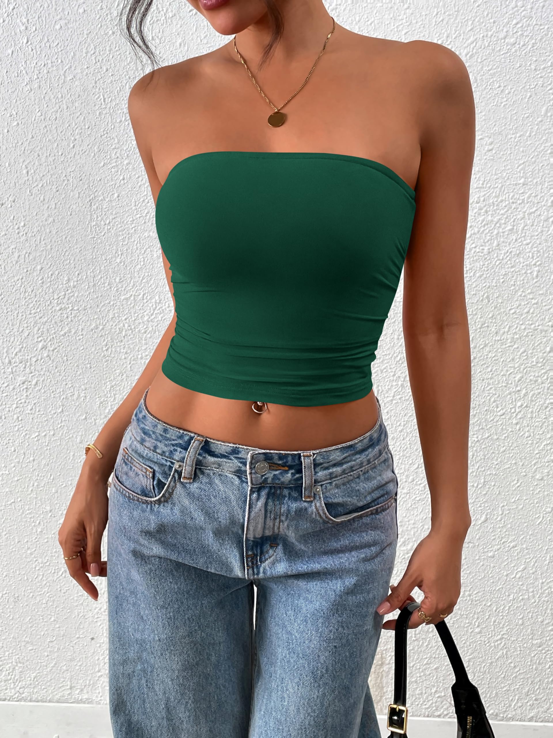 FreshPretty Womens Fashion Summer Floral Mesh Tube Top Ruched Going Out Bandeau Sleeveless Strapless Crop Tops Y2k Clothes