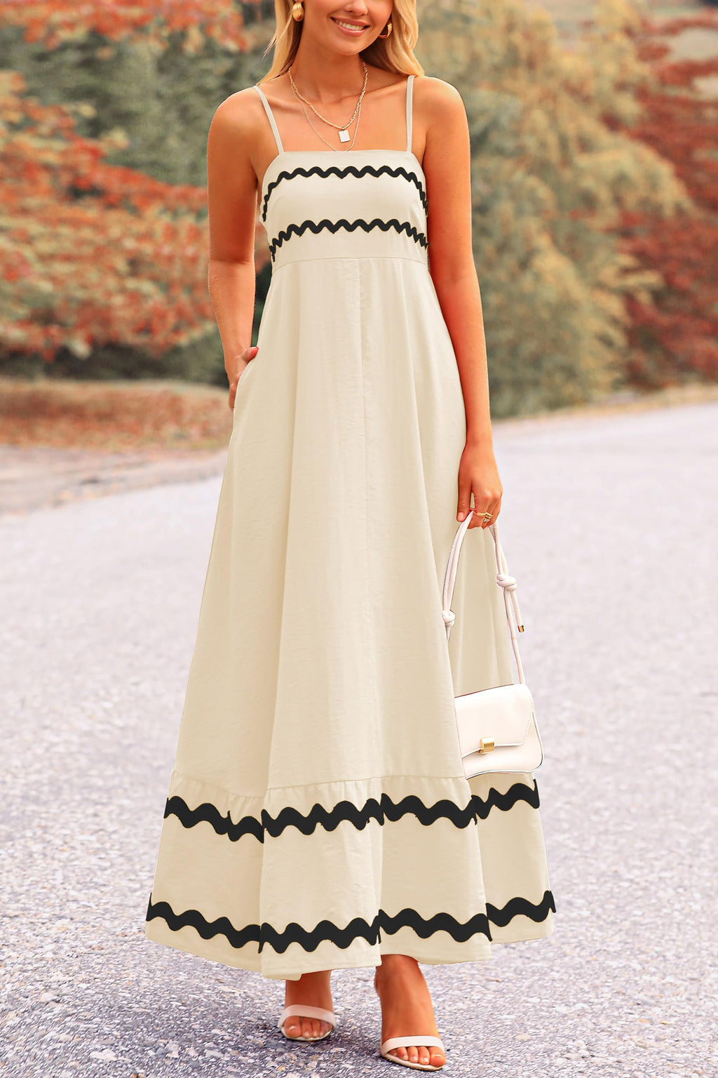 PRETTYGARDEN Women's Summer Flowy Maxi Dress Casual Sleeveless Spaghetti Strap Ruffle Beach Long Dresses