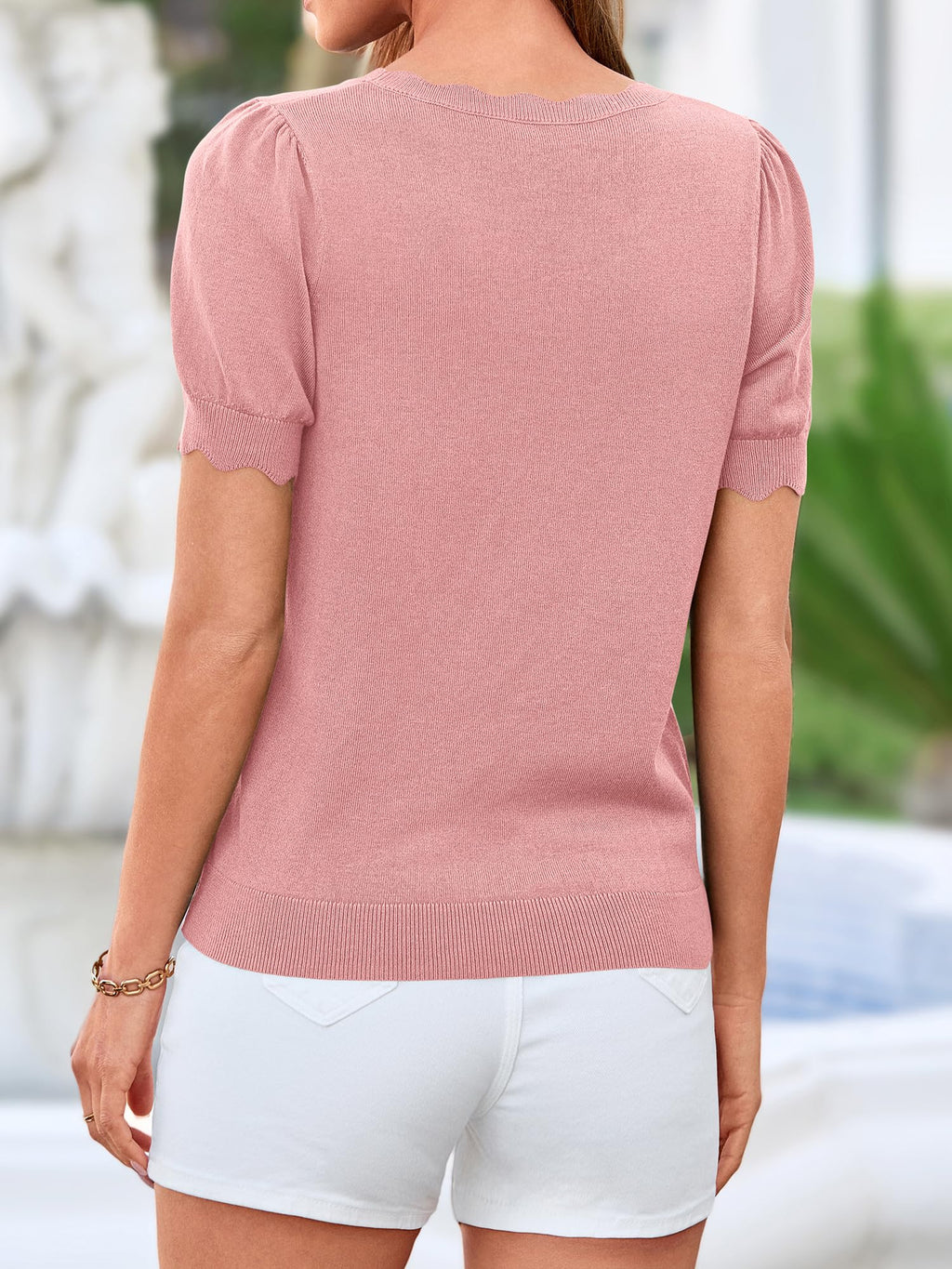 BTFBM Short Sleeve Sweater for Women Spring Summer Knit Basic Tops Lightweight Business Casual Vacation Outfits