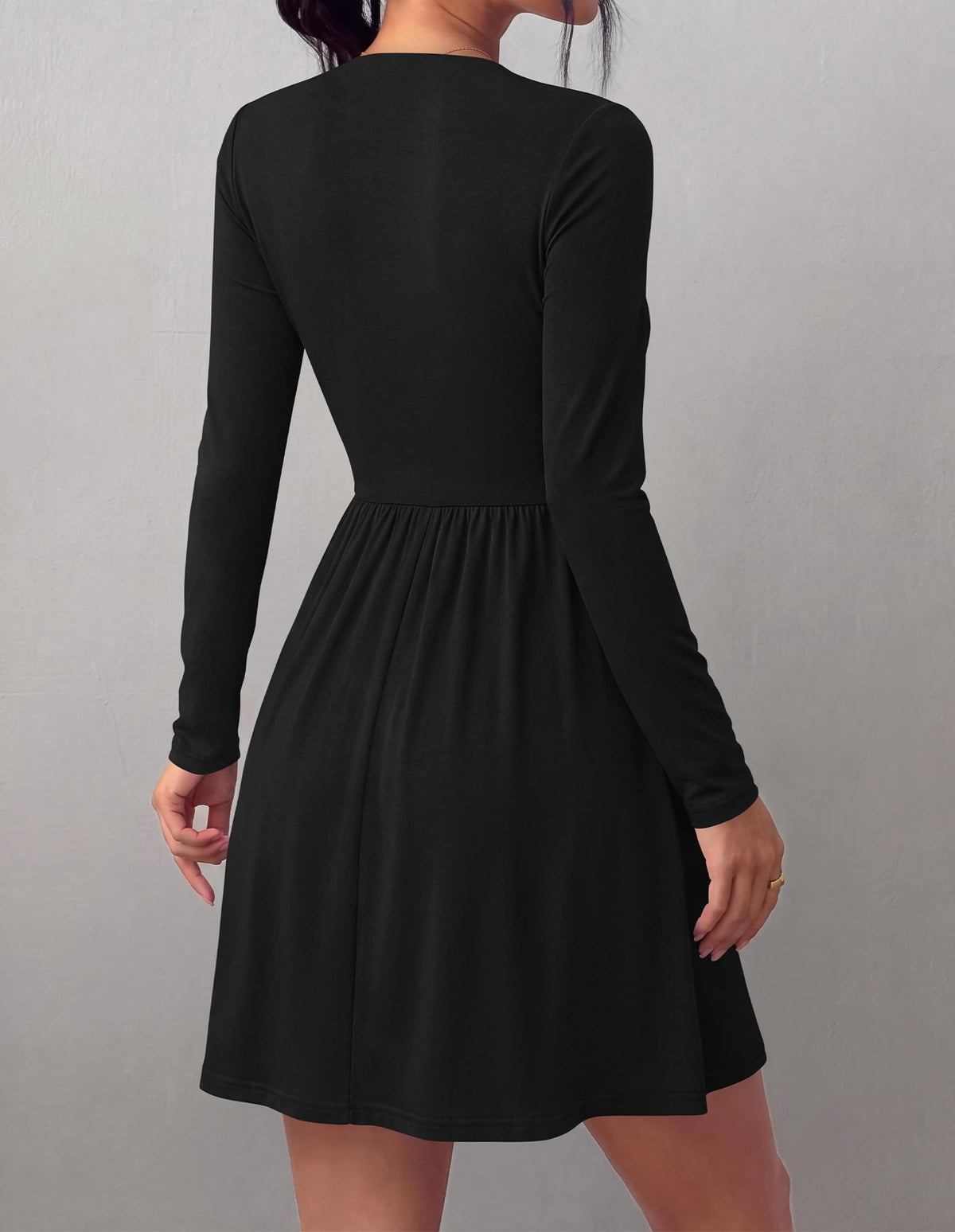 BTFBM Long Sleeve Dresses for Women Mock Neck A Line Flowy Mini Dress Swing Pleated Hem,Cocktail Party Club Holiday Going Out Outfits,Dressy Casual Winter,Trendy Early Fall Fashion Clothing