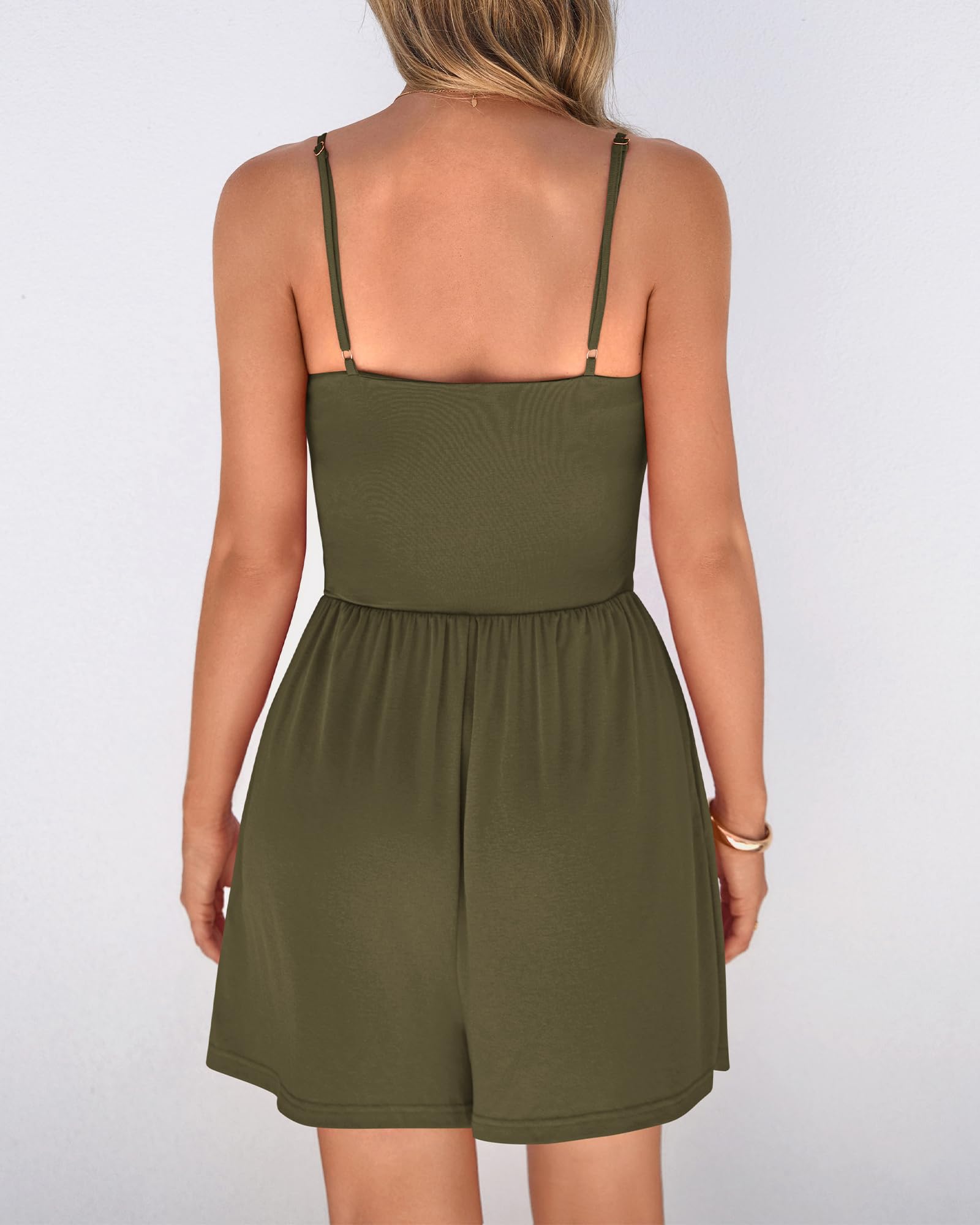 FreshPretty Summer Rompers For Women Casual One Piece Spaghetti Strap Sleeveless Shorts Jumpsuit Beach Vacation Outfits