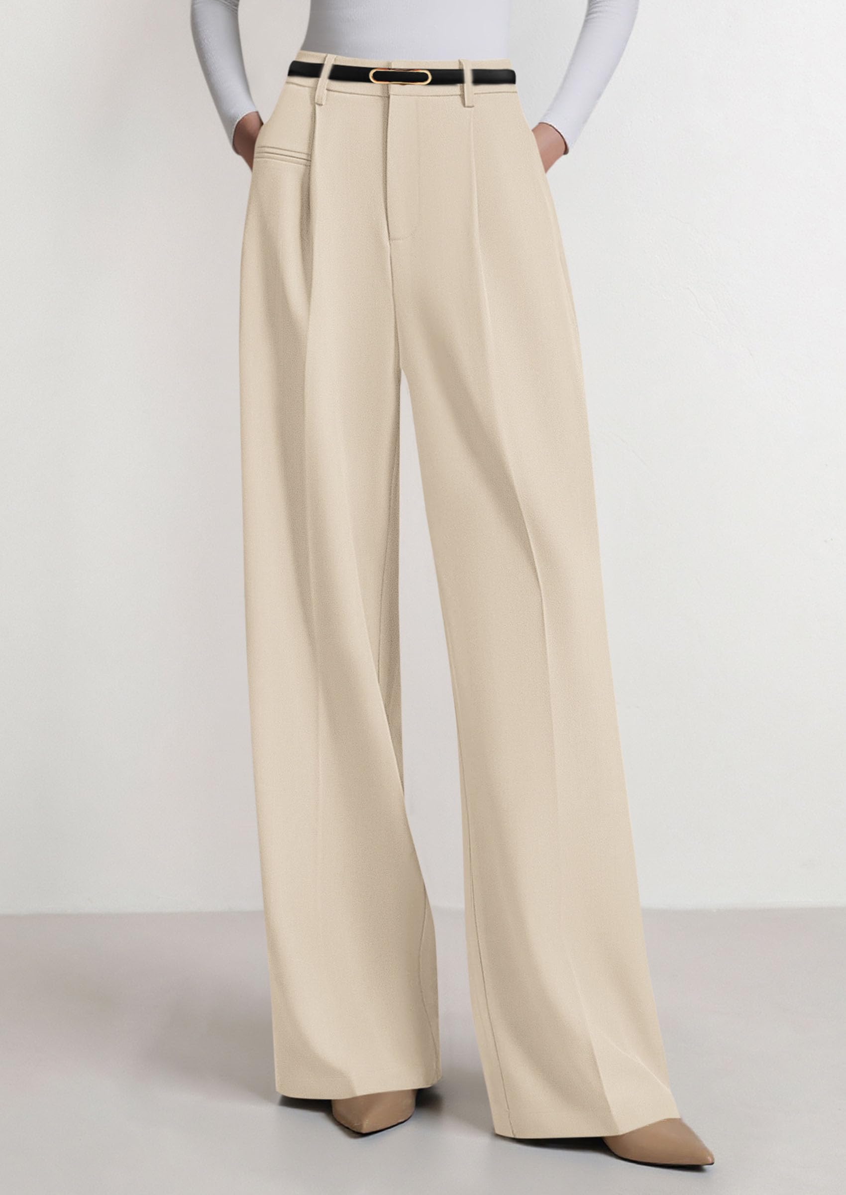 PRETTYGARDEN Womens Wide Leg Dress Pants Business Casual Flowy Work Palazzo Pants High Waisted Slacks Trousers