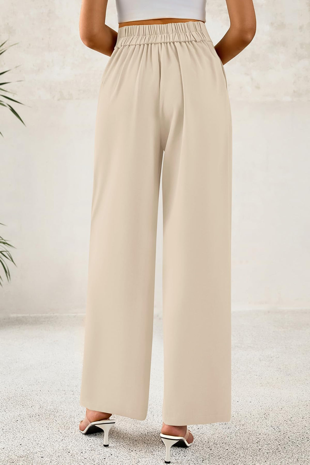 FreshPretty Women Wide Leg Dress Pants High Waist Work Trousers Button Pleated Slacks Palazzo Pants Business Casual Outfits