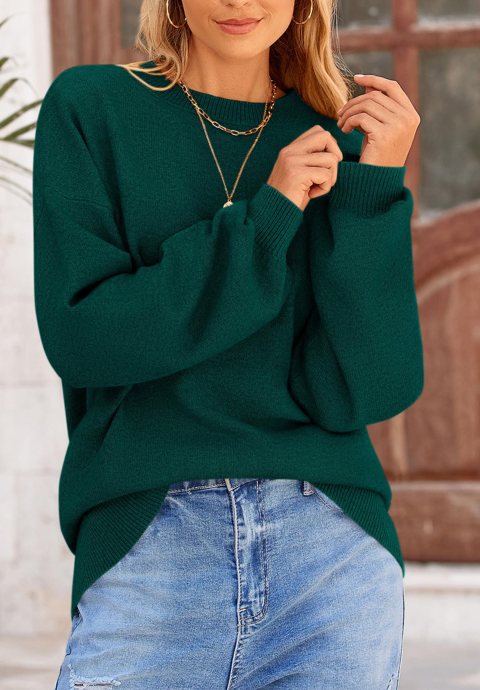 PRETTYGARDEN Women's Fall Sweaters Casual Crew Neck Long Sleeve Pullover Tops Ribbed Knit Loose Fit Winter Clothes