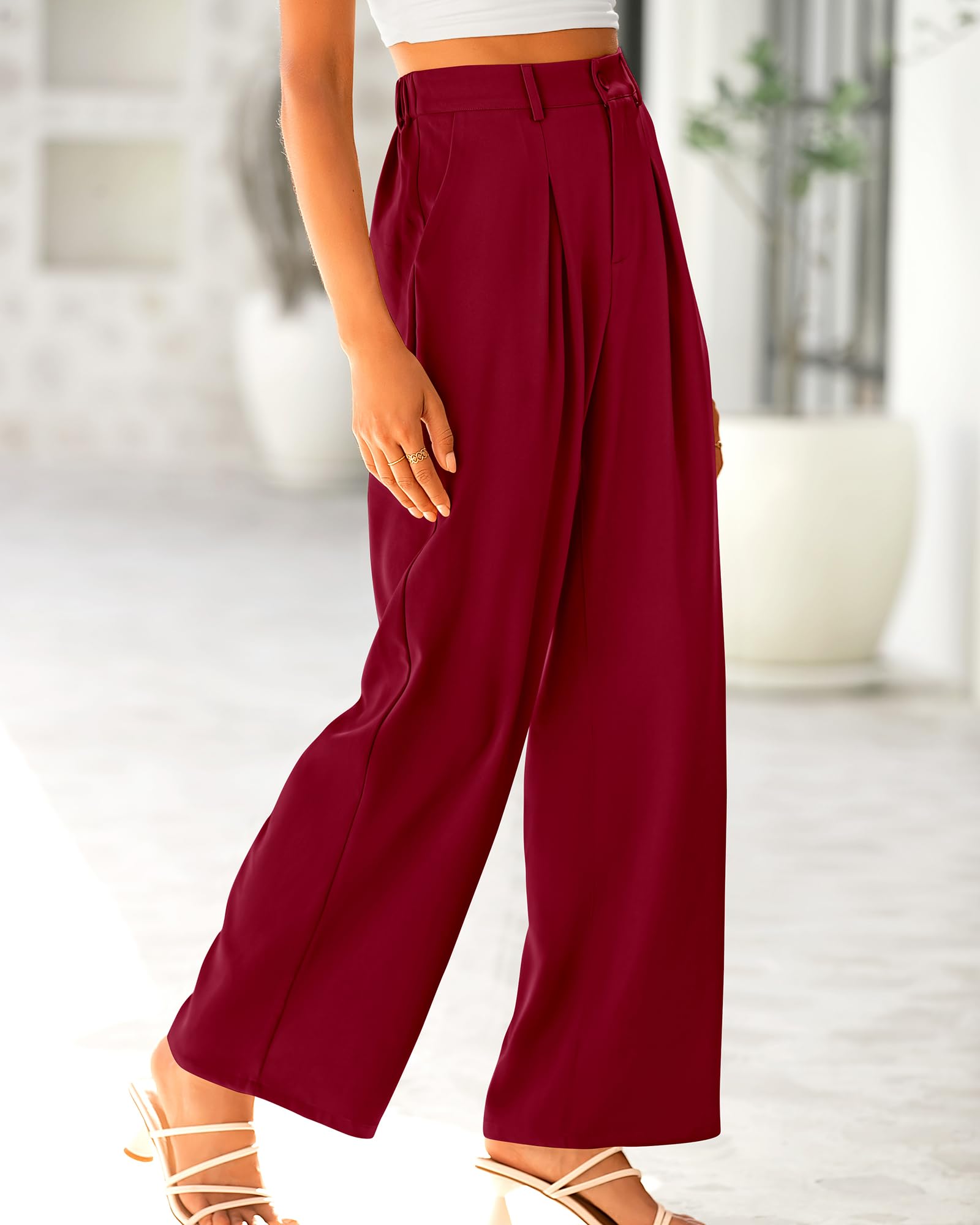 BTFBM Women High Waist Palazzo Pants Spring Casual Wide Leg Trousers Loose Work Office Business Suit Pant Pockets