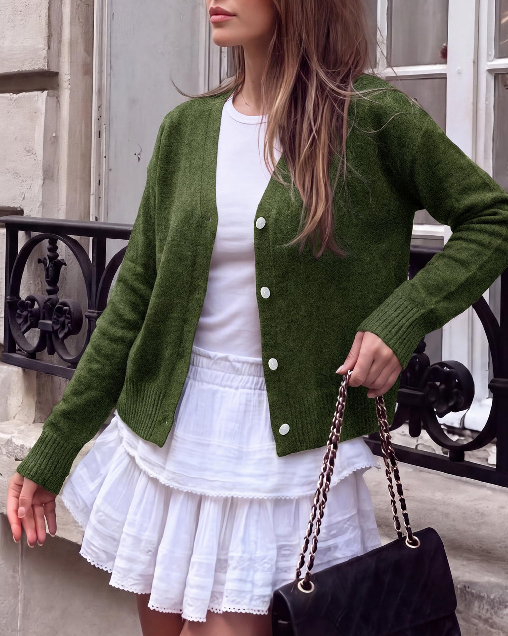 BTFBM V Neck Cardigan Sweaters for Women 2026 | Long Sleeve Knit Sweater, Button Down Shrug Tops, Open Front, Lightweight Cardigans, Business Casual Outfits,Fall Winter Clothing