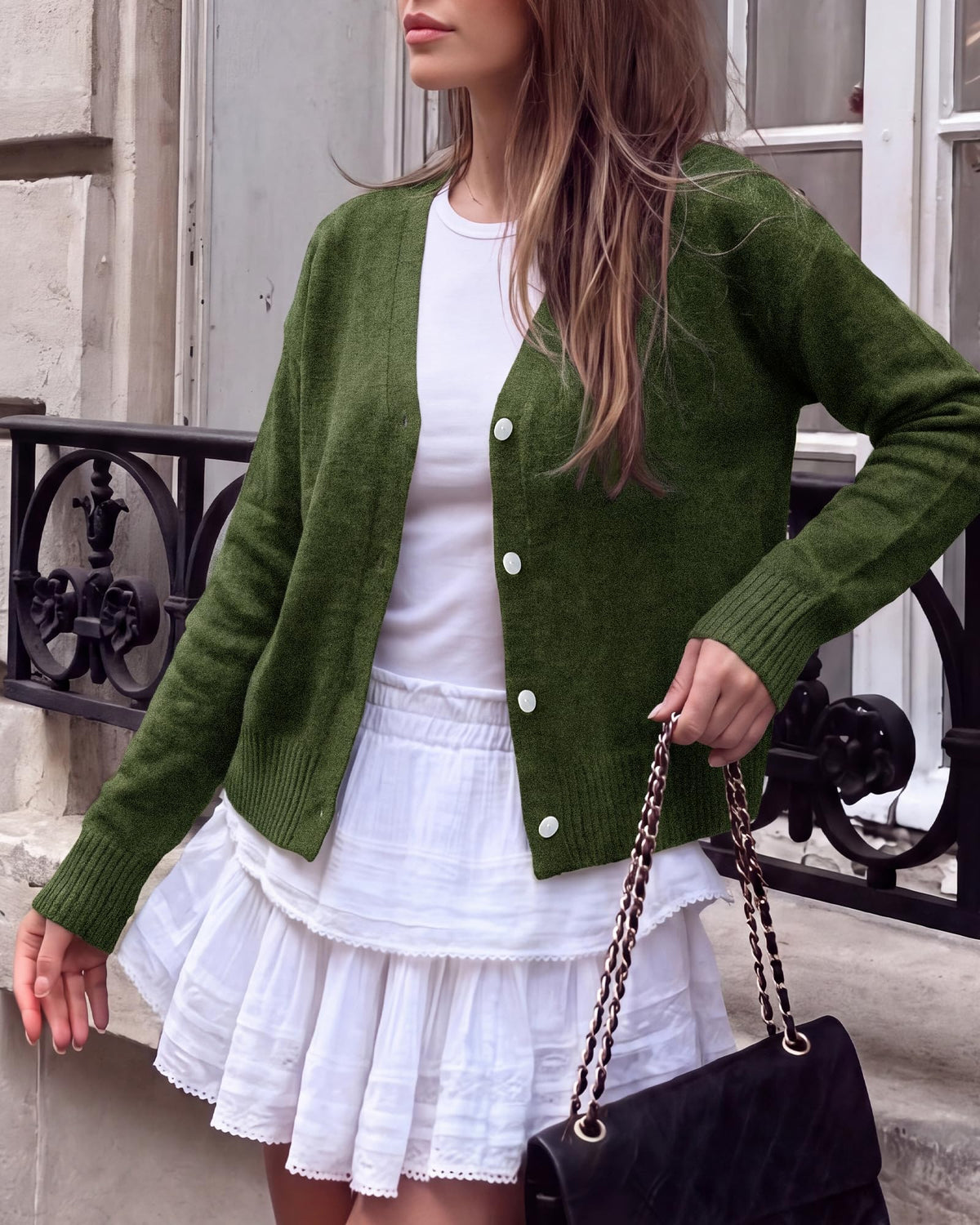 BTFBM V Neck Cardigan Sweaters for Women 2026 | Long Sleeve Knit Sweater, Button Down Shrug Tops, Open Front, Lightweight Cardigans, Business Casual Outfits,Fall Winter Clothing