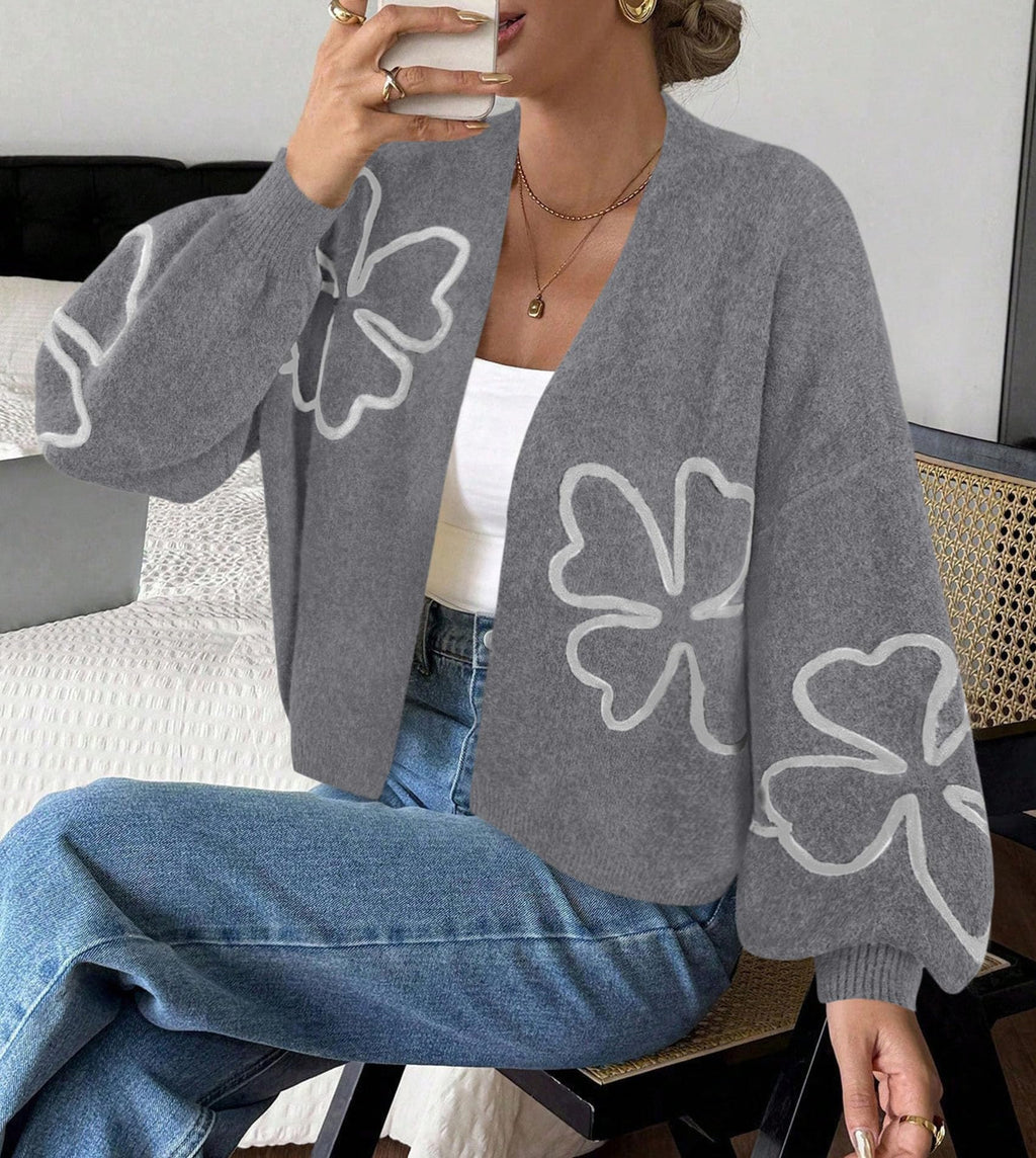 PRETTYGARDEN Women's Floral Oversized Cardigan Sweaters Trendy Fall Outfits Long Sleeve Sweater Jacket, Open Front Coat, Cozy Soft Chunky Knit, Casual Outerwear,Winter Fashion Clothing