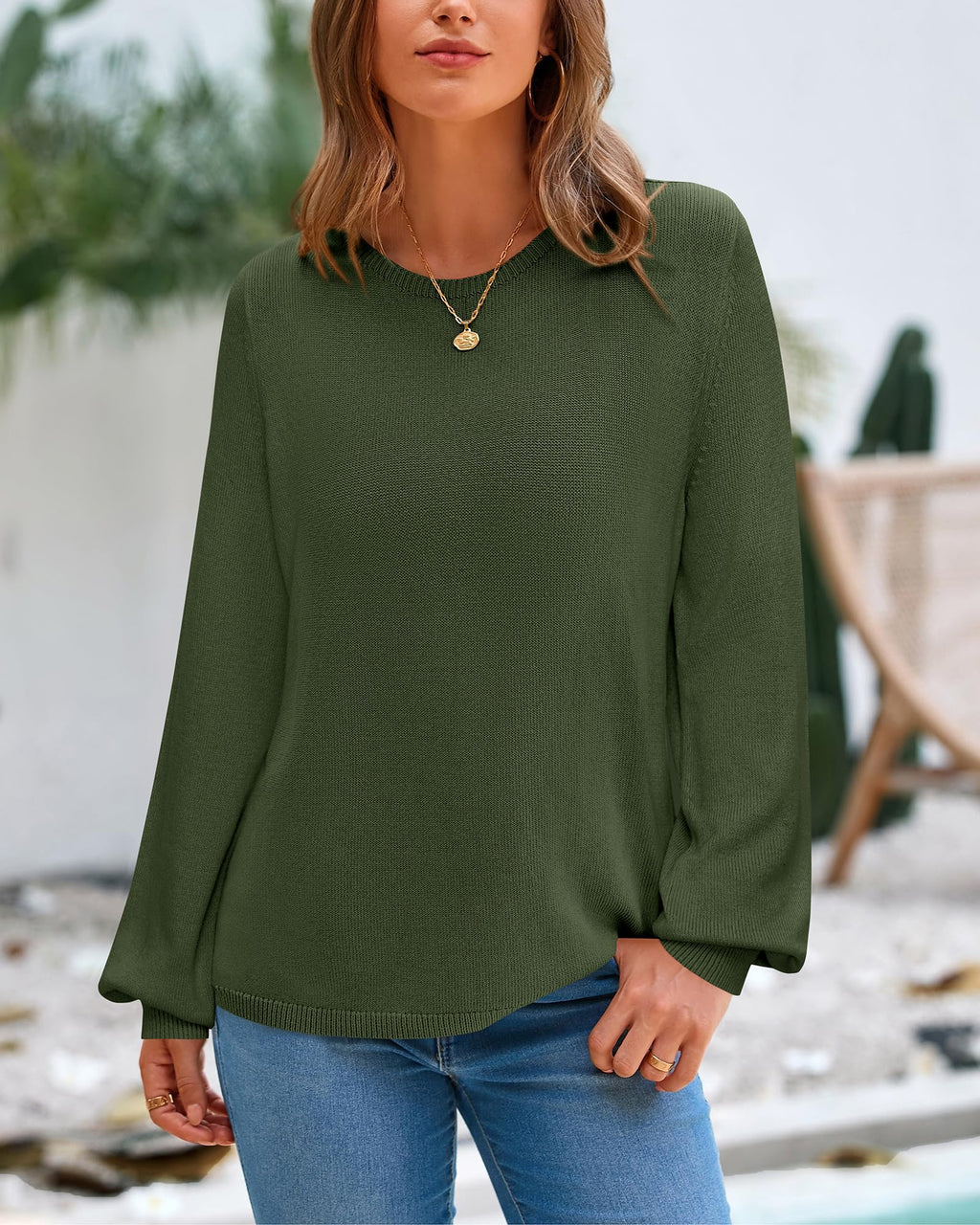 BTFBM Womens Long Sleeve Crew Neck Sweaters Spring Casual Classic Soft Loose Fit Basic Pullover Jumper Knit Top
