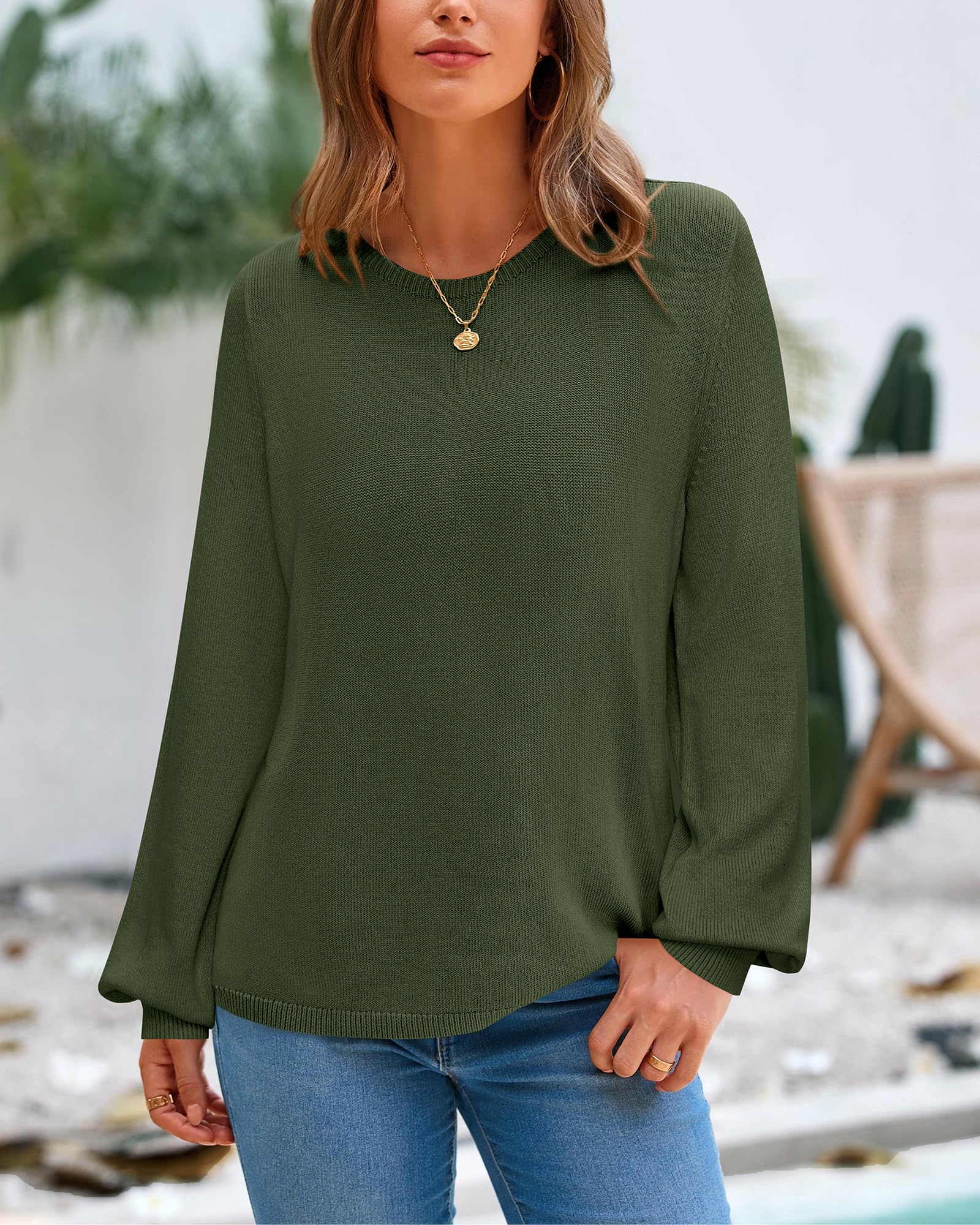BTFBM Womens Long Sleeve Crew Neck Sweaters Spring Casual Classic Soft Loose Fit Basic Pullover Jumper Knit Top