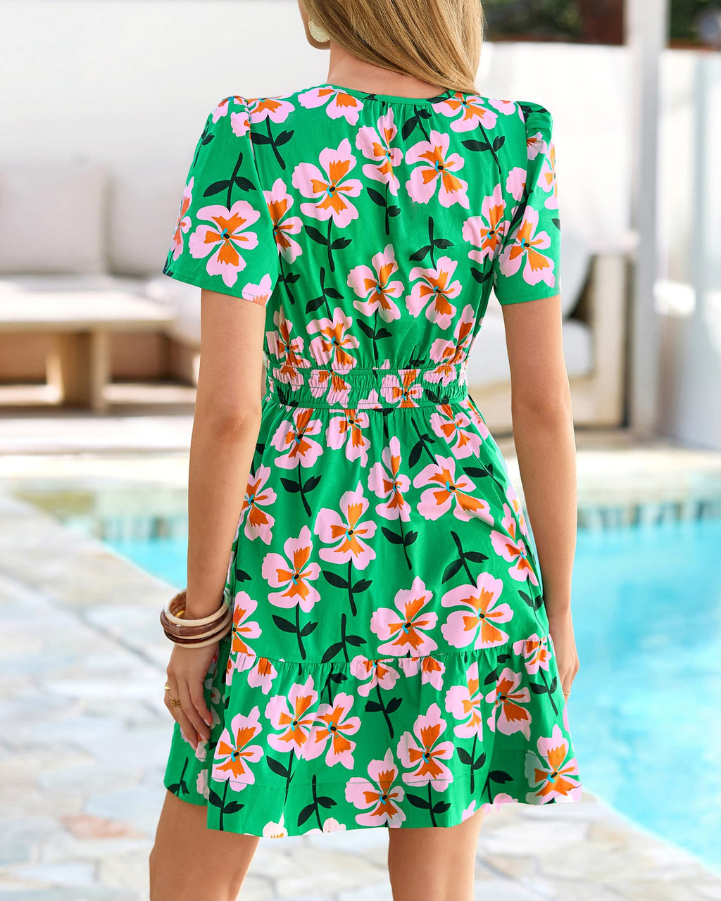 BTFBM Summer Dresses for Women Lightweight Casual Short Sleeve Floral Mini Dress A Line Beach Vacation Sundress