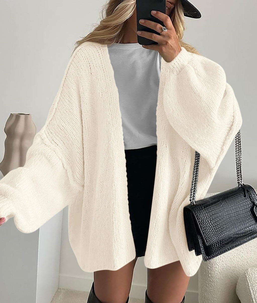 PRETTYGARDEN Womens Oversized Cardigan Sweaters Fall Long Lantern Sleeve Knit Open Front Lightweight Sweater