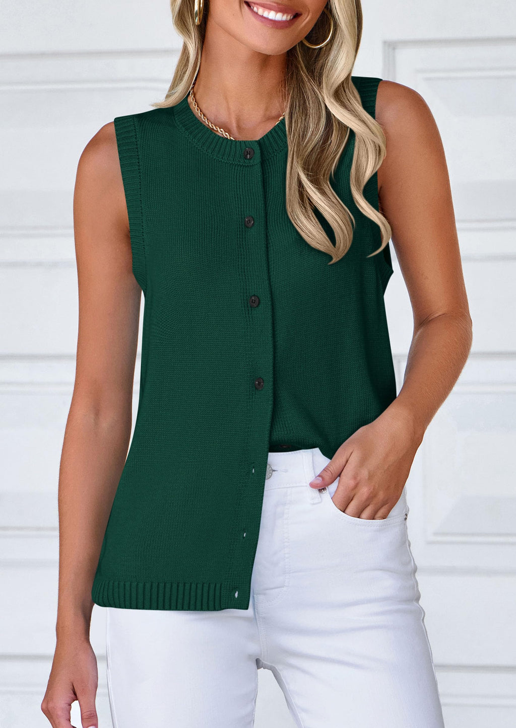 PRETTYGARDEN Sweater Vest Tops for Women Lightweight Summer Cardigan Sleeveless Button Up Knit Casual Spring Clothes