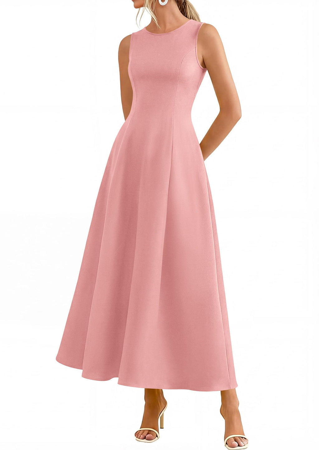 PRETTYGARDEN Women's Maxi Dress Summer Wedding Guest Spring A Line Long Tank Flowy Modest Sleeveless Cocktail Dresses
