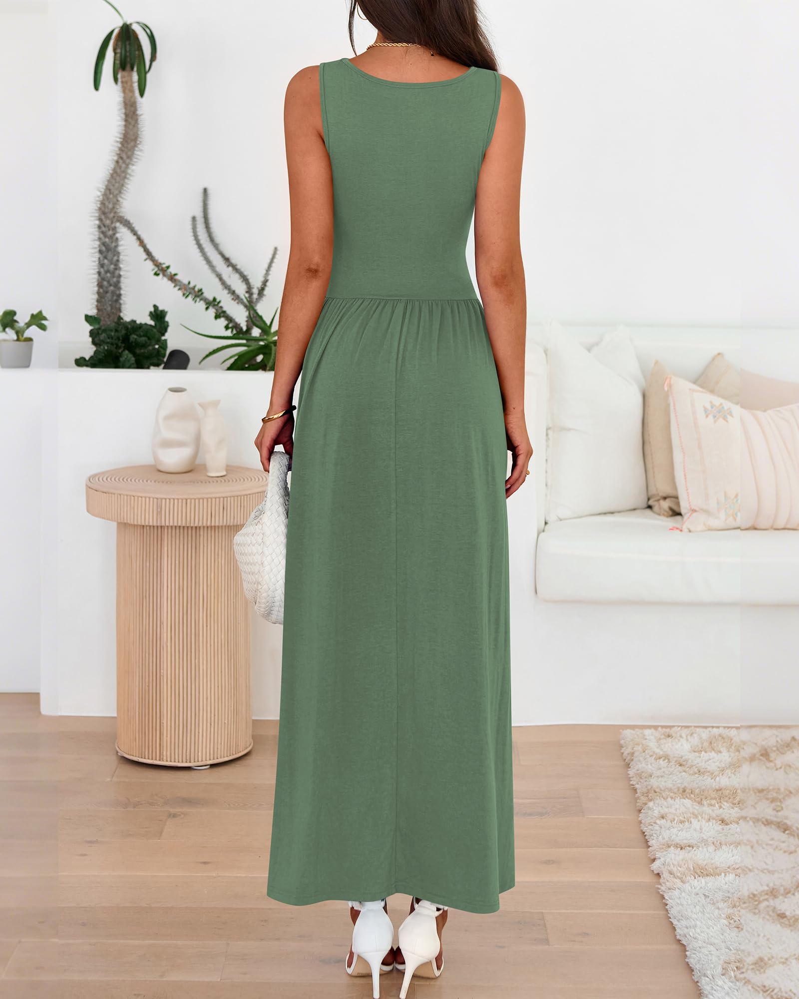 BTFBM Summer Maxi Dresses for Women Spring Sleeveless Casual Ruched High Waisted Long Sundress Flowy Beach Dress