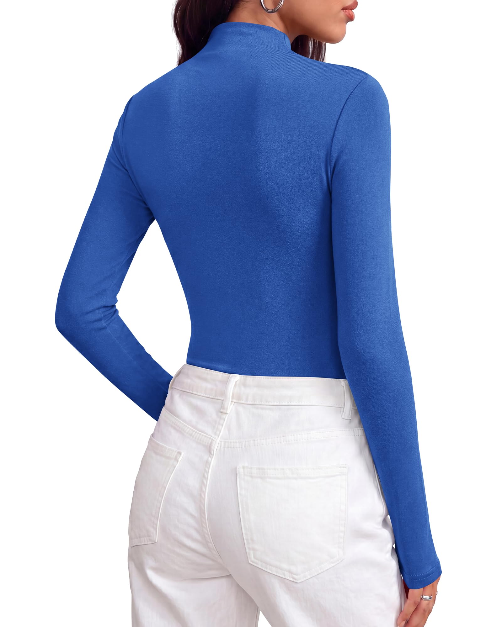 BTFBM Mock Tops for Women Fitted Long Sleeve Shirts Fall Fashion Clothing Thermal Layering Undershirts Going Out Outfits