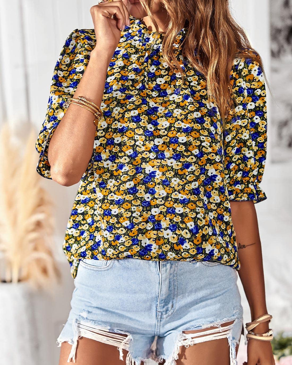 FreshPretty Women's Dressy Casual Blouses Business Work Tops Lace Trim Short Sleeve Office Shirts Summer Spring Outfits