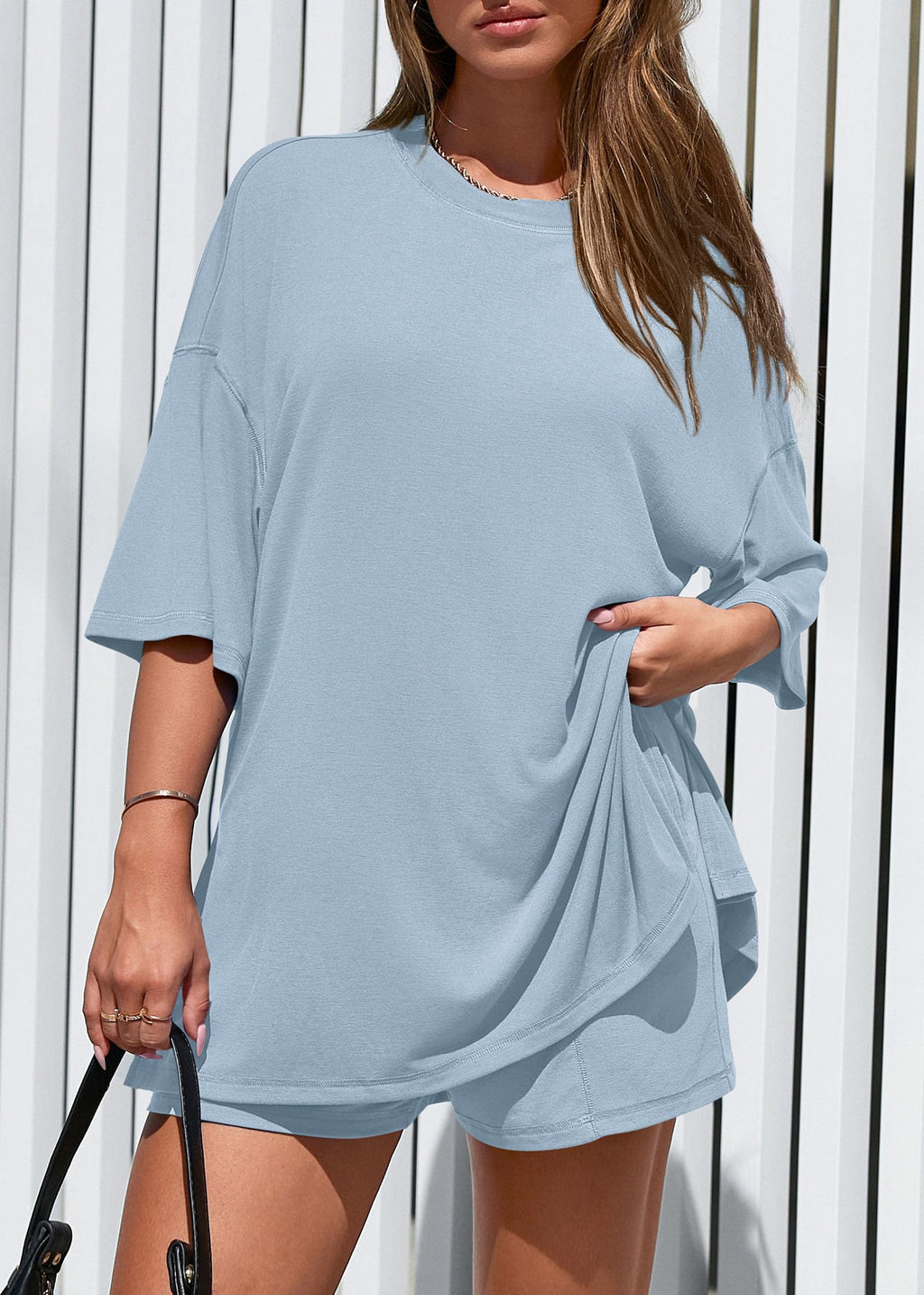 FreshPretty 2 Piece Sets for Women Summer Lounge Sets Casual Oversized Tshirts Shorts Matching Airport Travel Outfits Postpartum