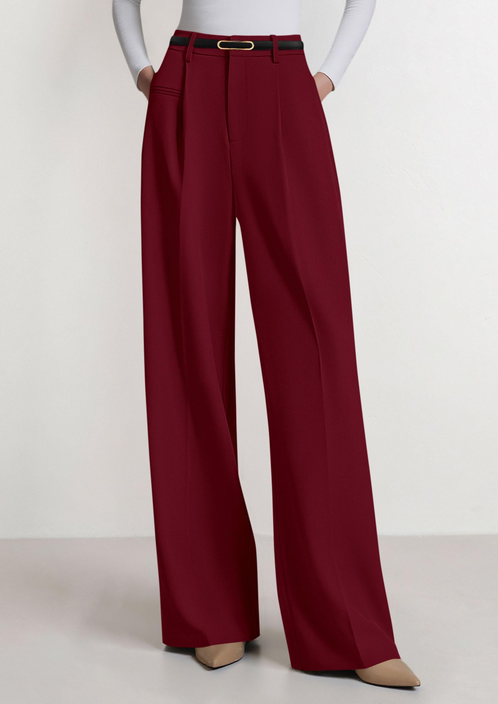 PRETTYGARDEN Womens Wide Leg Dress Pants Business Casual Flowy Work Palazzo Pants High Waisted Slacks Trousers
