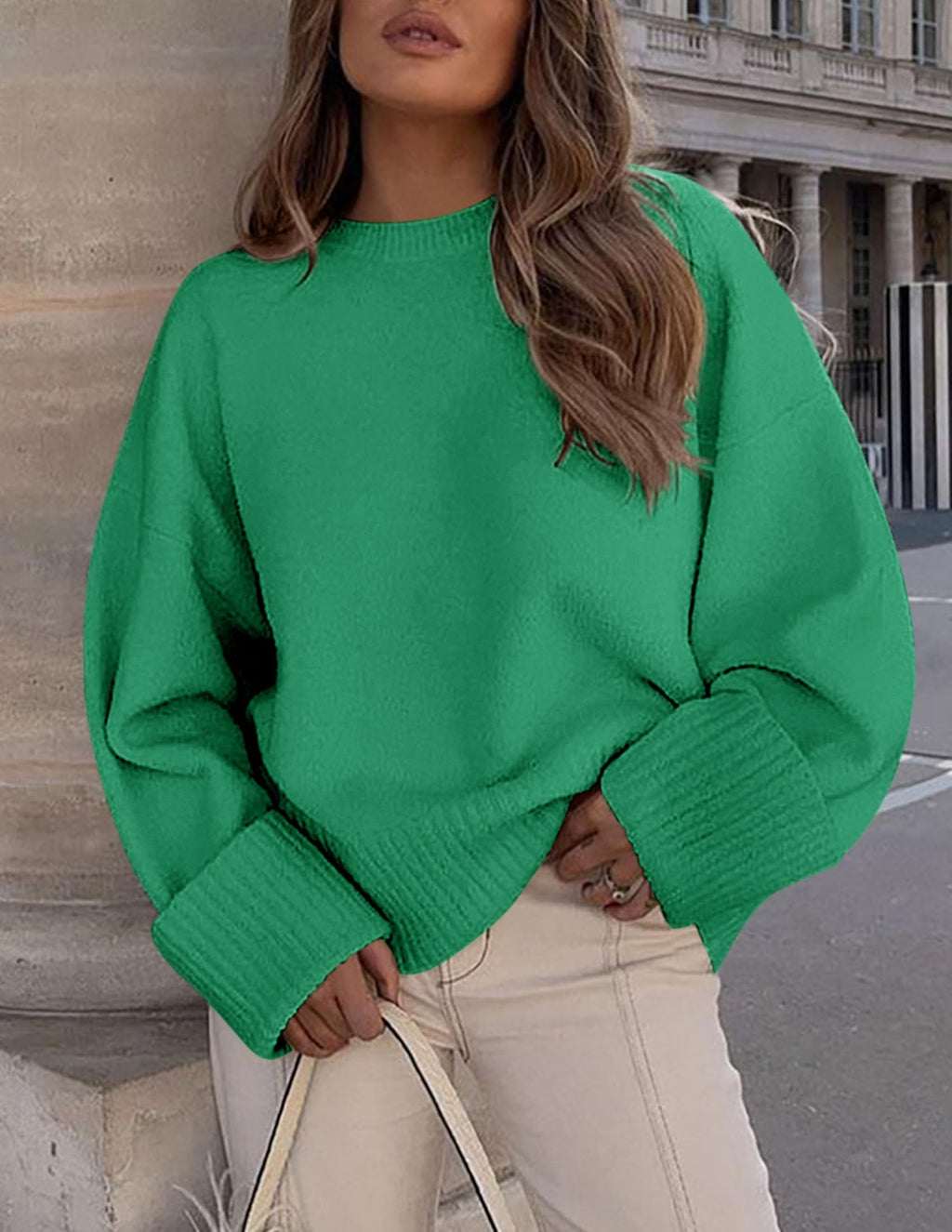 PRETTYGARDEN Women's Fall Oversized Sweaters Casual Crewneck Pullover Long Sleeve Fuzzy Chunky Knit Tops Blouse