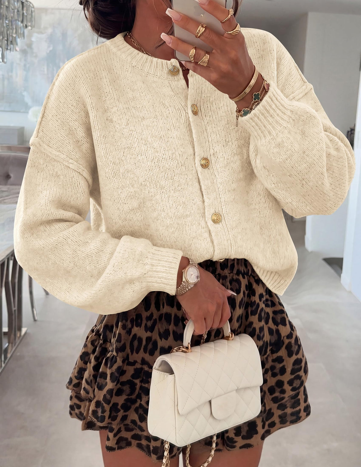 PRETTYGARDEN Women's Button up Chunky Knit Cardigan Sweaters Crew Neck, Long Sleeve, Oversized Sweaters, Relaxed Fit, Soft Cozy Casual Outerwear, Fall Outfits, Winter Fashion Clothing