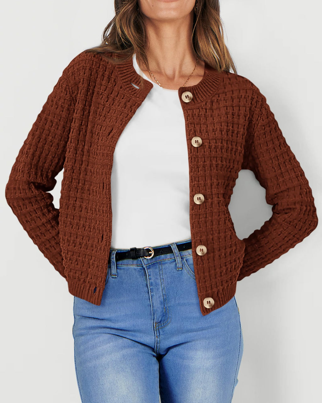 PRETTYGARDEN Women's Knit Cardigan Sweaters Casual Long Sleeve Open Front Button Down Trendy Jackets Outerwear