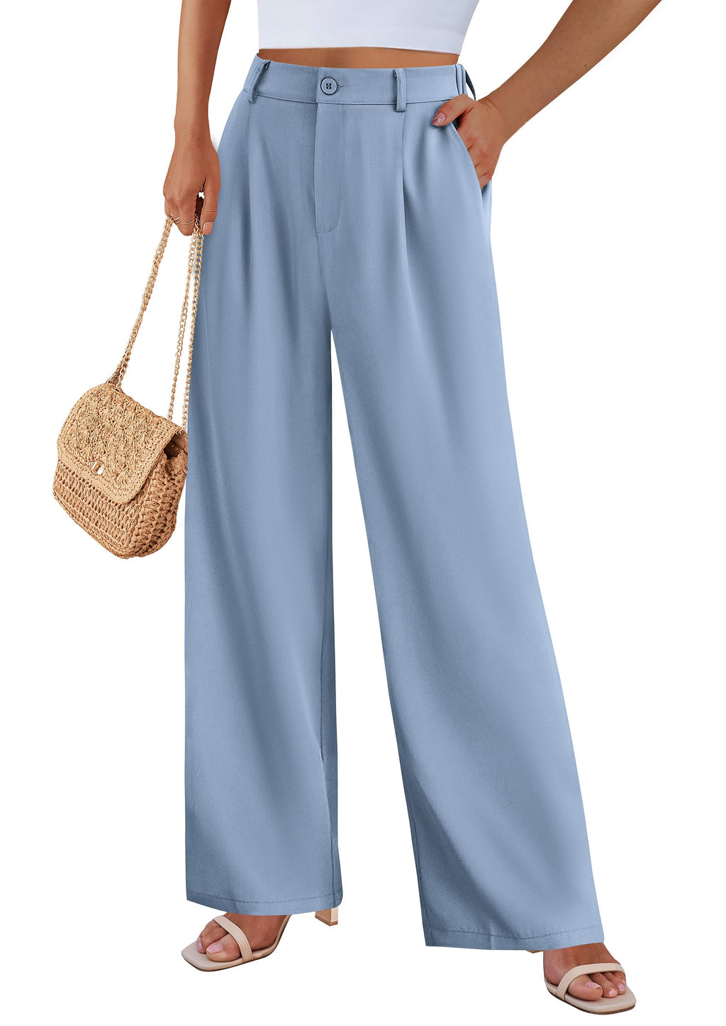PRETTYGARDEN Wide Leg Pants for Women Trendy Fall High Waisted Business Casual Outfits Work Pant Trousers
