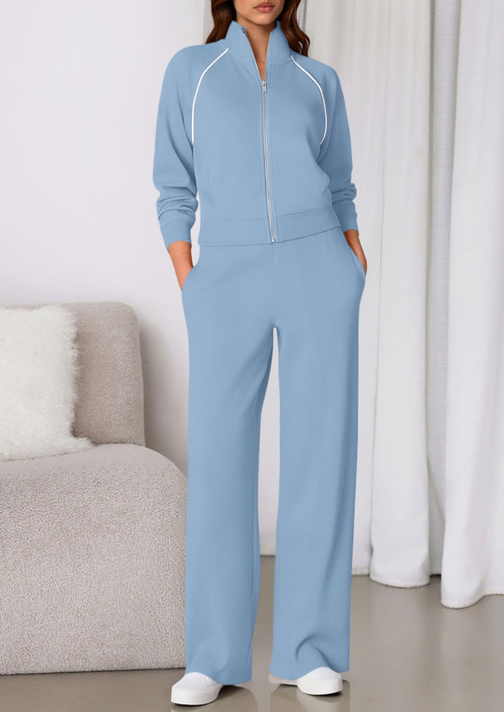 PRETTYGARDEN Womens 2 Piece Outfits Sweatsuits Fall Full Zip Sweatshirts Workout Pants Matching Lounge Sets Tracksuits