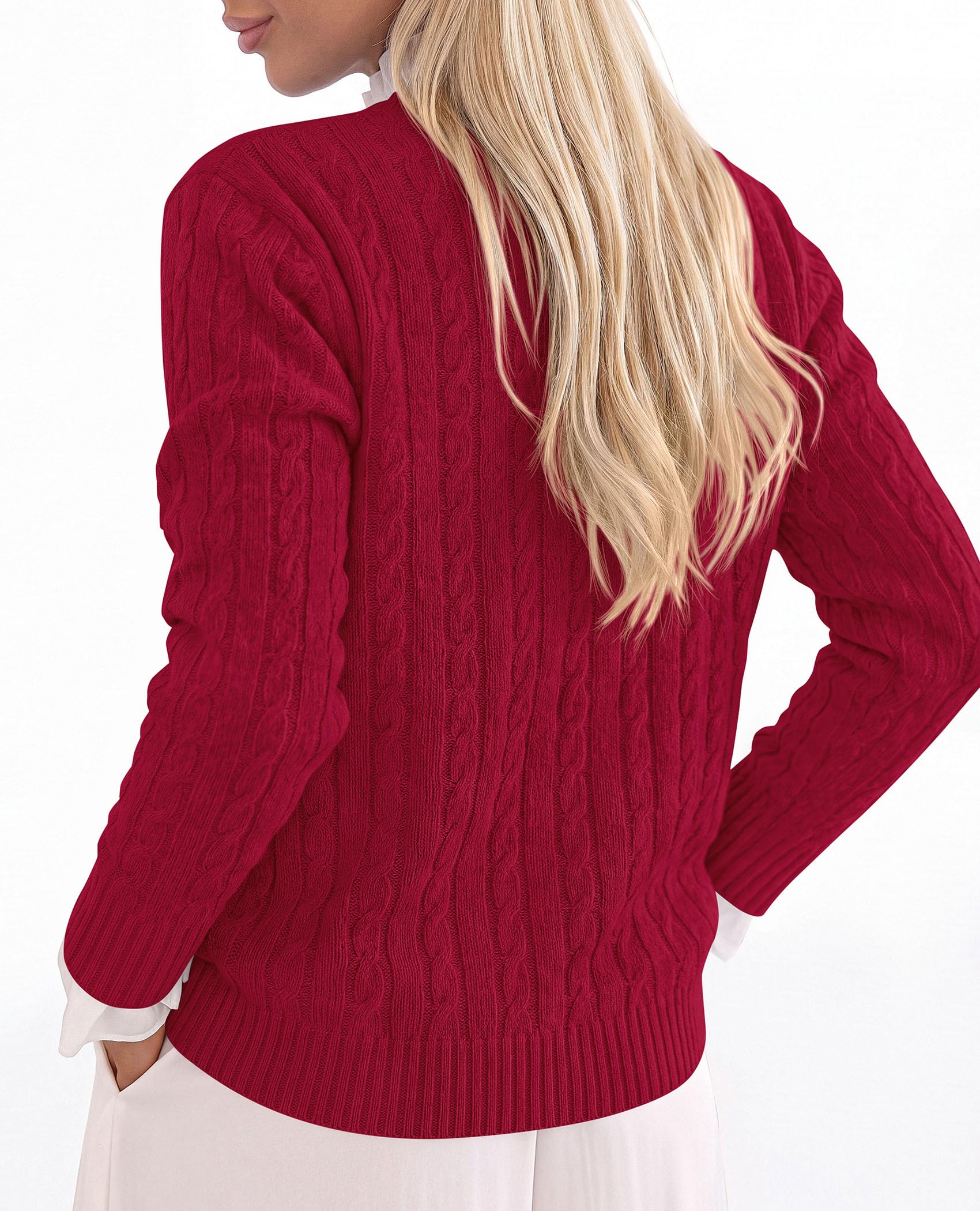 PRETTYGARDEN Women's Cable Knit Sweaters Long Sleeve Pullover Fall Outfits Soft Cozy Knit Tops, Ribbed Crewneck Regular Fit, Basic Daily, Work Business Casual, Teacher Outfits, Winter Layer Clothing