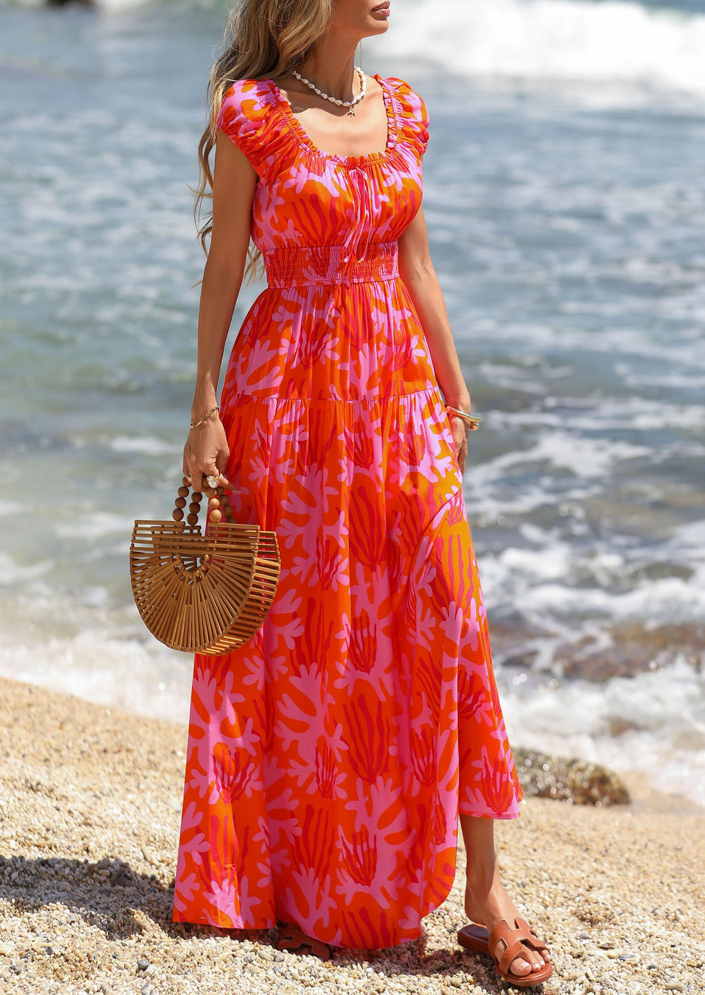PRETTYGARDEN Boho Maxi Dresses for Women  Summer Floral Wedding Guest Dress Resort Wear Spring Long Flowy Beach Sundress