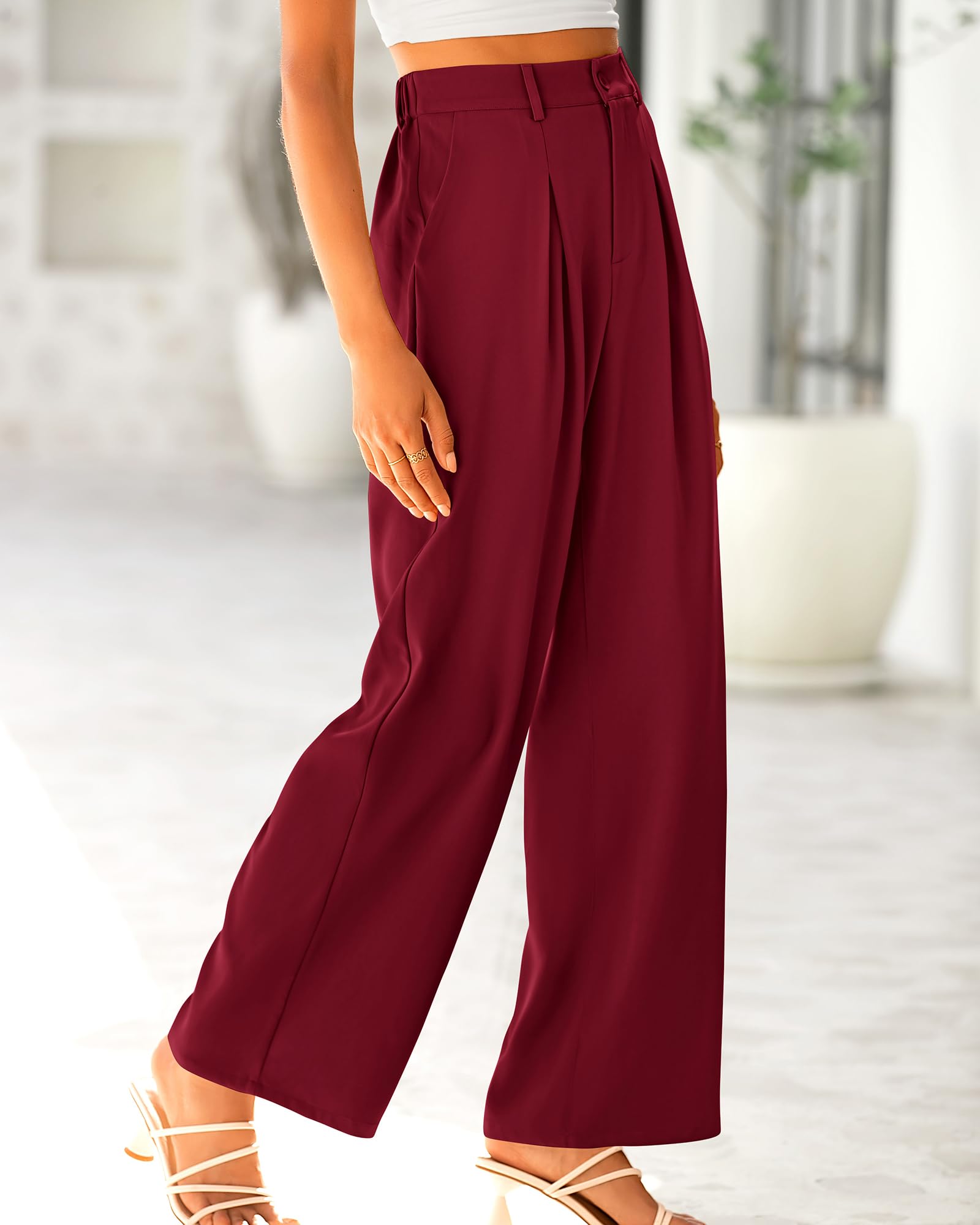BTFBM Women High Waist Palazzo Pants Spring Casual Wide Leg Trousers Loose Work Office Business Suit Pant Pockets