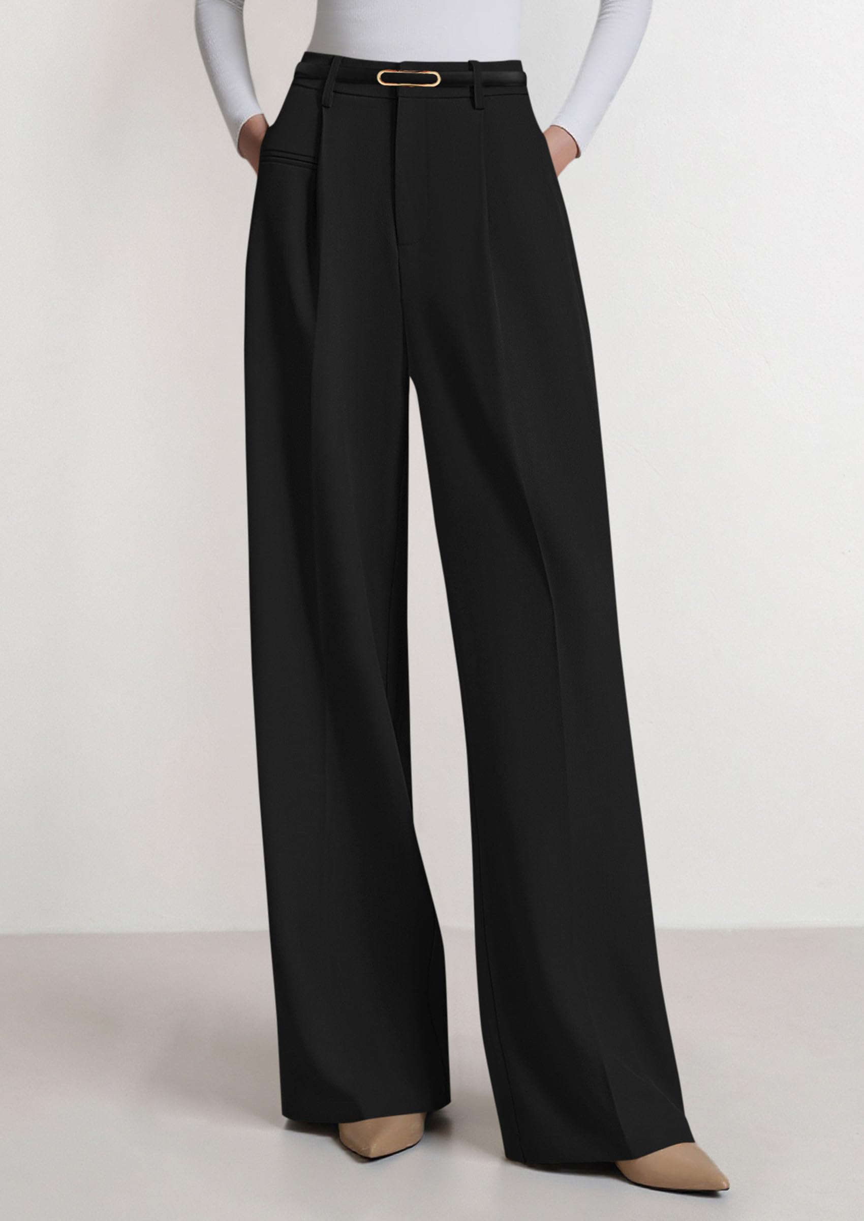 PRETTYGARDEN Womens Wide Leg Dress Pants Business Casual Flowy Work Palazzo Pants High Waisted Slacks Trousers