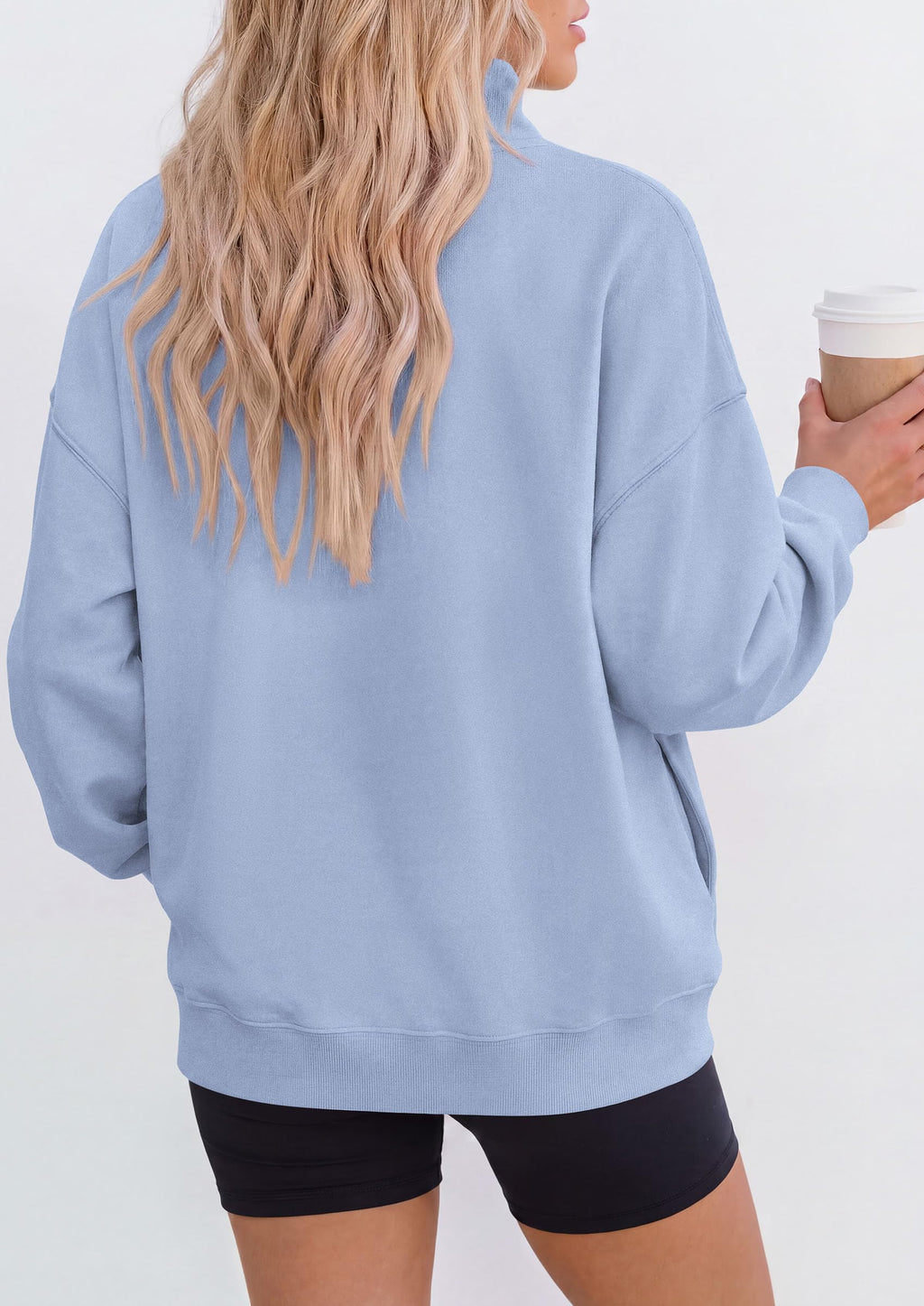 PRETTYGARDEN Womens Mock Neck Sweatshirt Oversized Pullover Loose Fit,Side Pockets,Long Sleeve Drop Shoulder Tops,Casual Lounge Work Travel Airport Outfits,Fall Fashion Winter Clothes