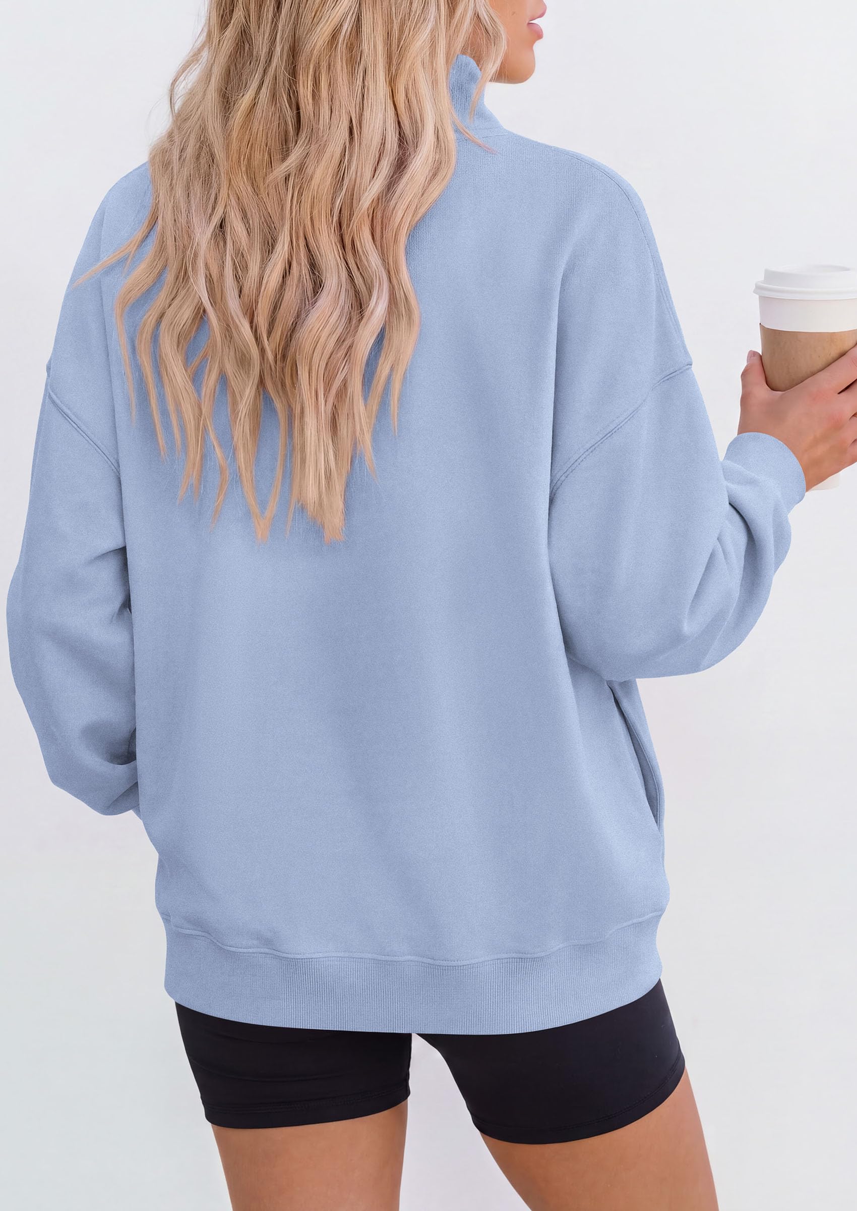 PRETTYGARDEN Womens Mock Neck Sweatshirt Oversized Pullover Loose Fit,Side Pockets,Long Sleeve Drop Shoulder Tops,Casual Lounge Work Travel Airport Outfits,Fall Fashion Winter Clothes