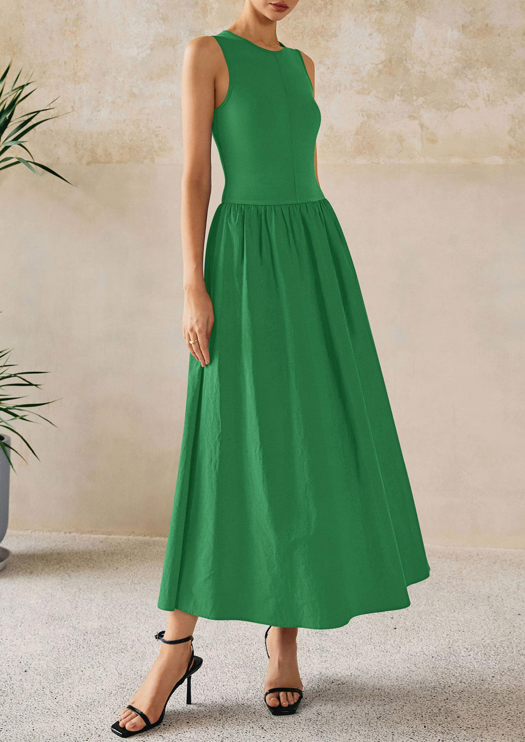PRETTYGARDEN Maxi Dresses for Women Summer Casual Sleeveless Patchwork Flowy Vacation Sundress Knit Long Work Tank Dress