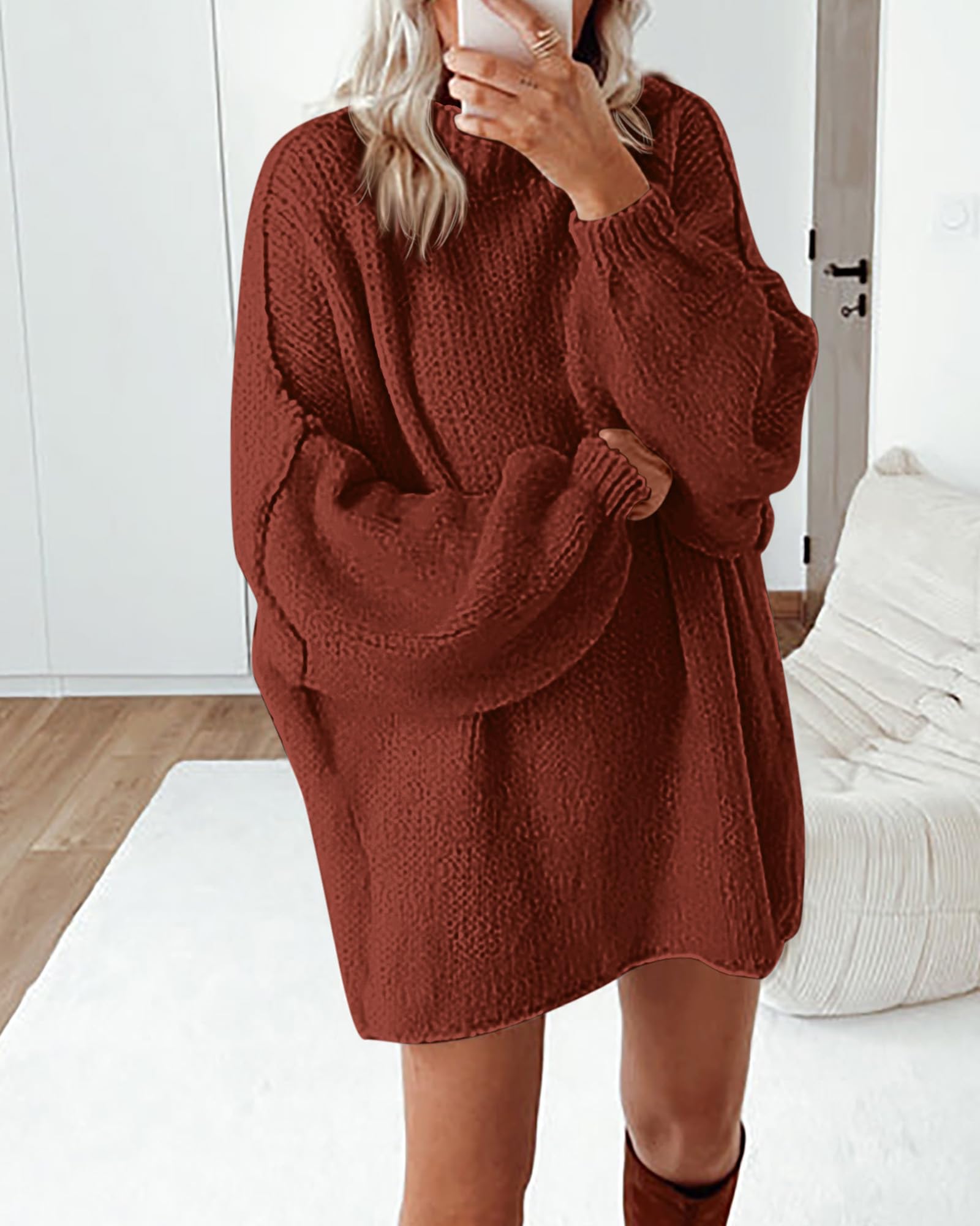 BTFBM Sweaters for Women Fall Long Sleeve Mock Neck Cable Knit Oversized Sweater Pullover Tops Thick Winter Clothes