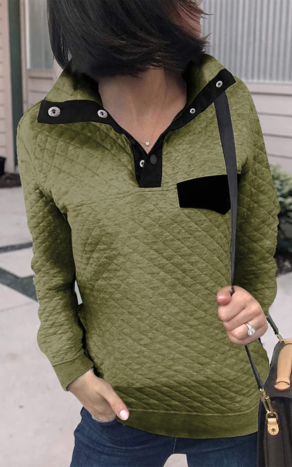 BTFBM Women Fashion Quilted Pattern Lightweight Zipper Long Sleeve Plain Casual Ladies Sweatshirts Pullovers Shirts Tops