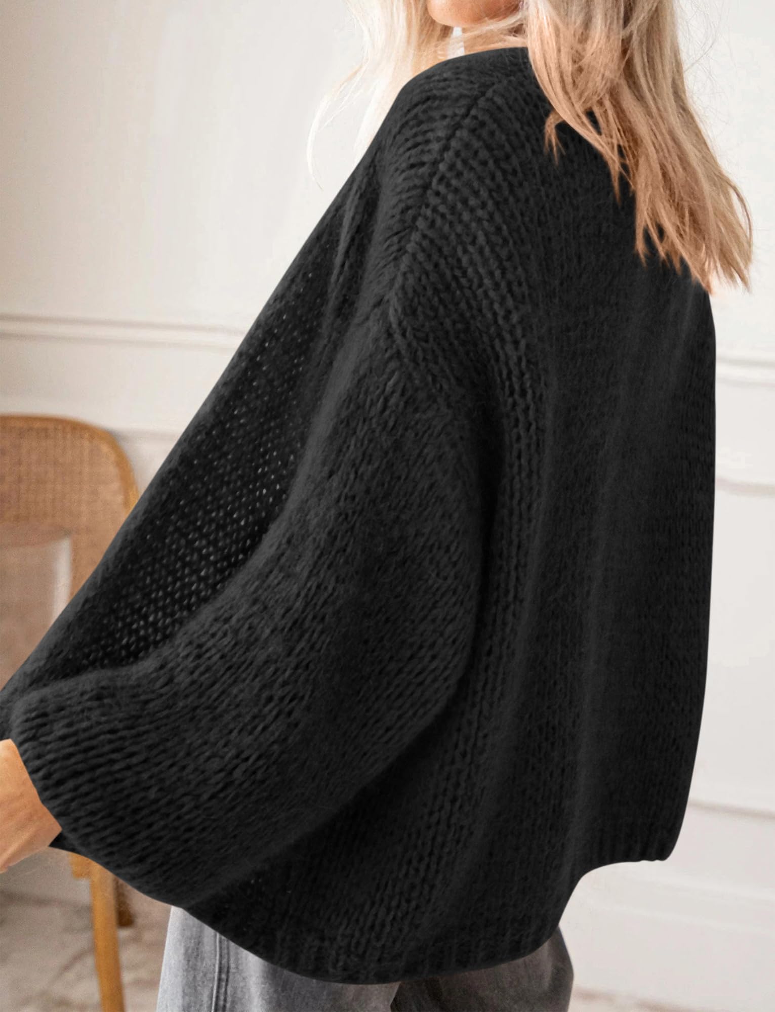 BTFBM Cardigan Sweaters for Women Fall Fashion Clothes | No Button No Pocket Design, Chunky Knit Open Front Cardigans, Ribbed Cuff Long Sleeve Sweater, Loose Winter Coat Clothing