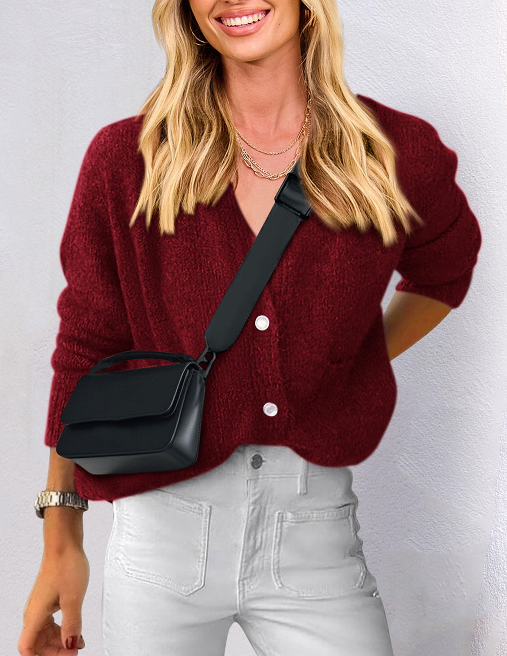 PRETTYGARDEN Women's Knit Cardigan Sweaters Casual Long Sleeve Open Front Button Up Ribbed Fall Spring Sweater Jackets