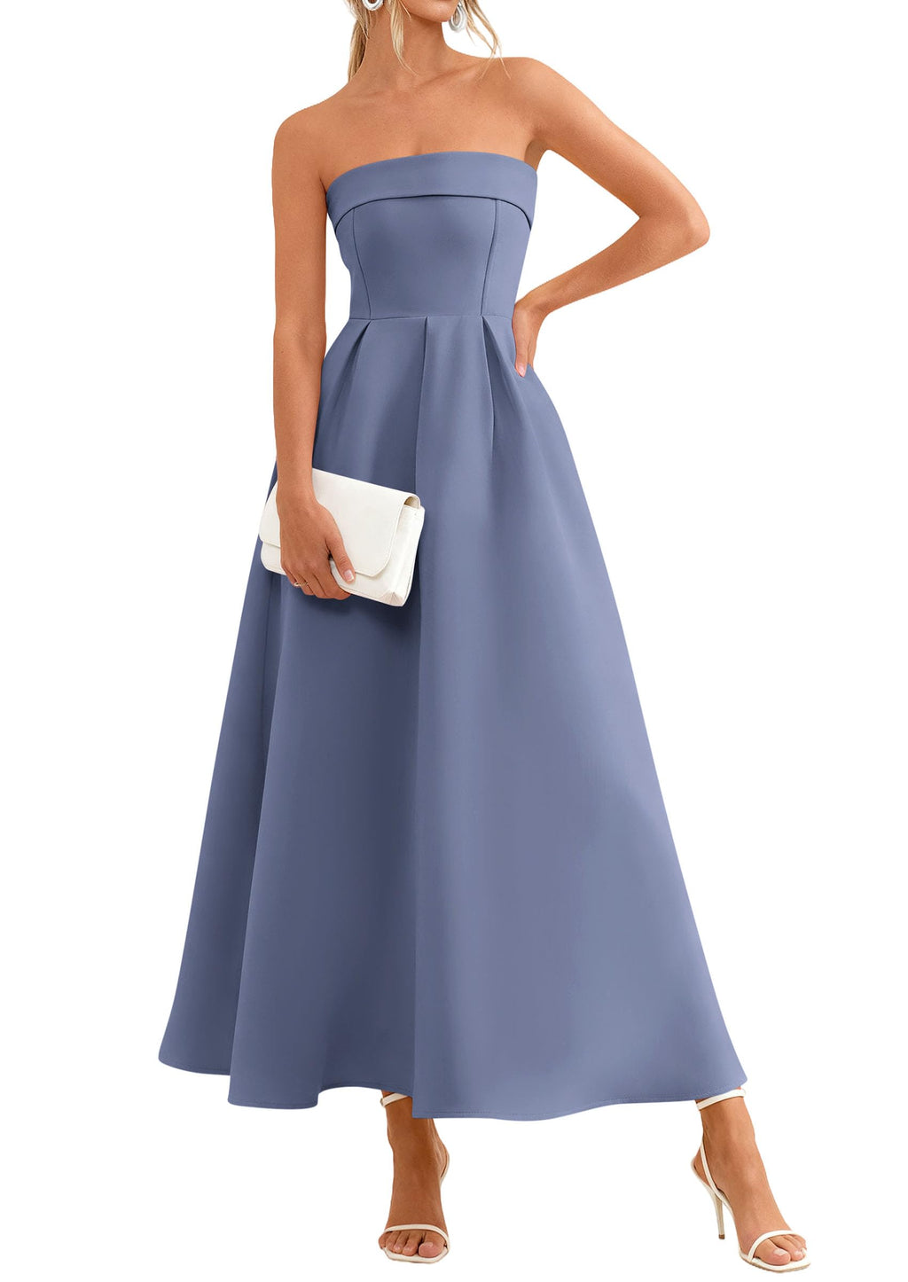 PRETTYGARDEN Cocktail Dresses for Women Summer Formal Elegant Tube Top Strapless Spring Wedding Guest Party Midi Dress